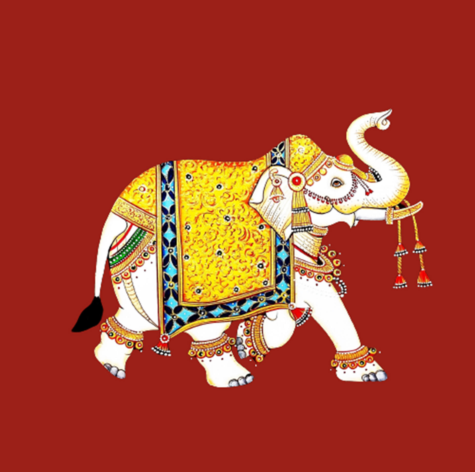 Pichwai Painting of Elephant, Traditional Indian Pichwai Painting For Home Decor, Home Decor gift - Jaipur Earth
