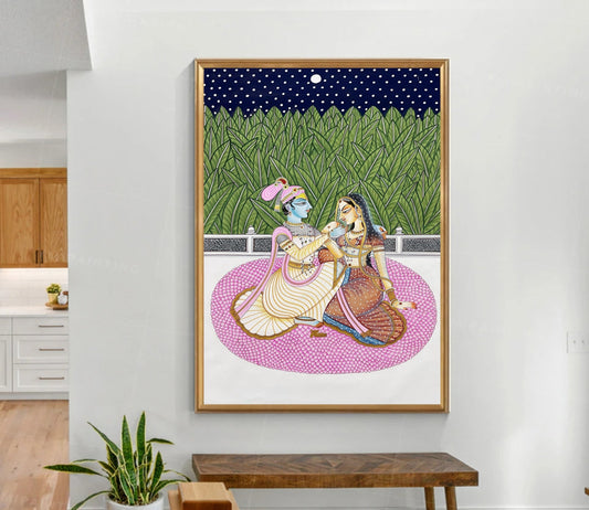 Radha Krishna Detailed Pichwai Handmade Painting - Jaipur Earth