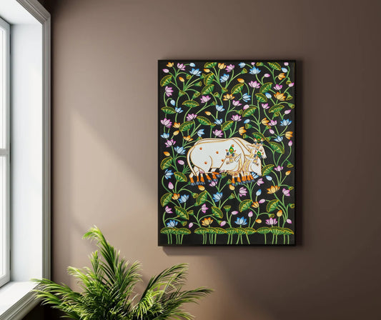 Cow Pichwai Painting – Traditional Nathdwara Style Wall Décor - Jaipur Earth