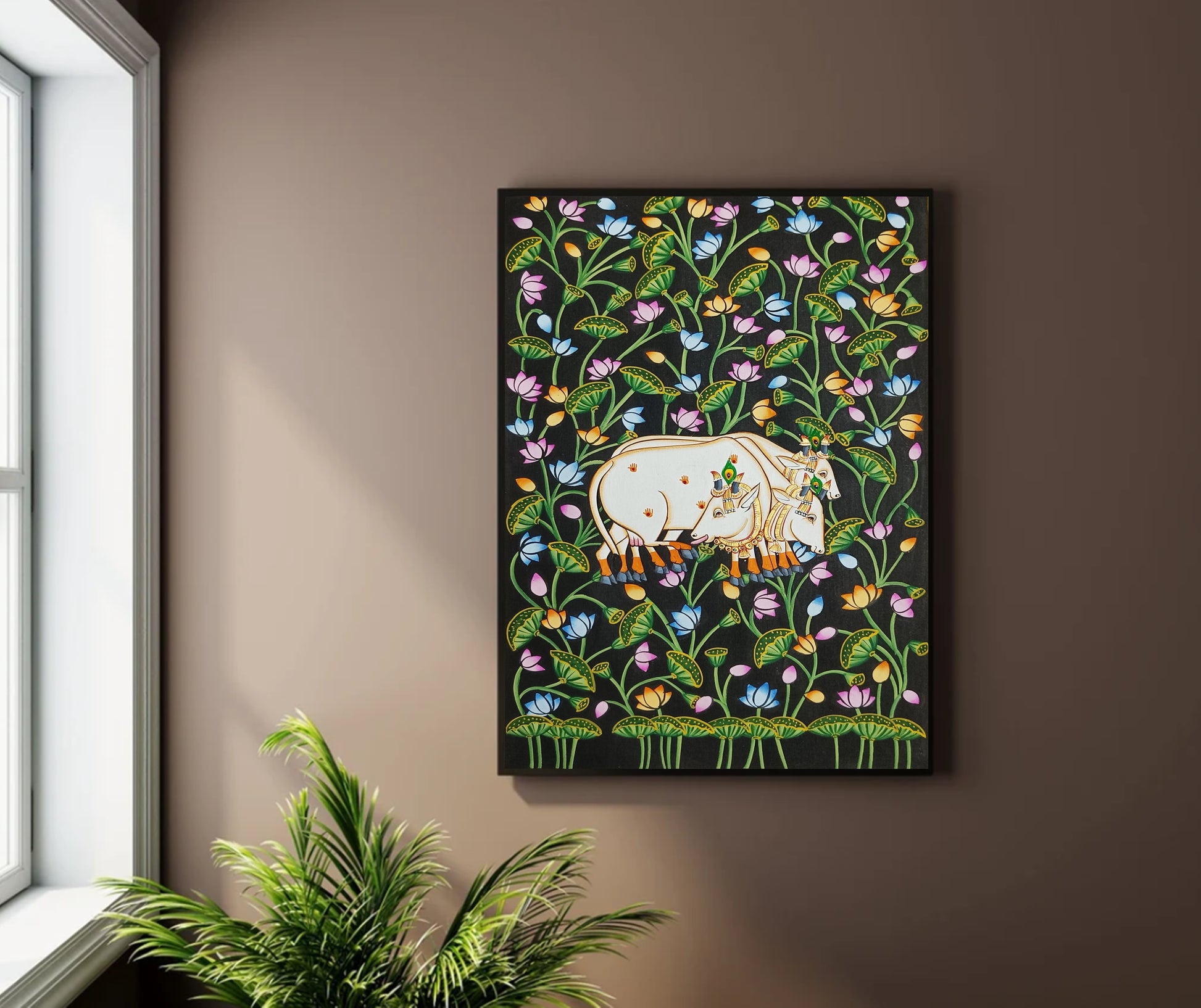 Cow Pichwai Painting – Traditional Nathdwara Style Wall Décor - Jaipur Earth