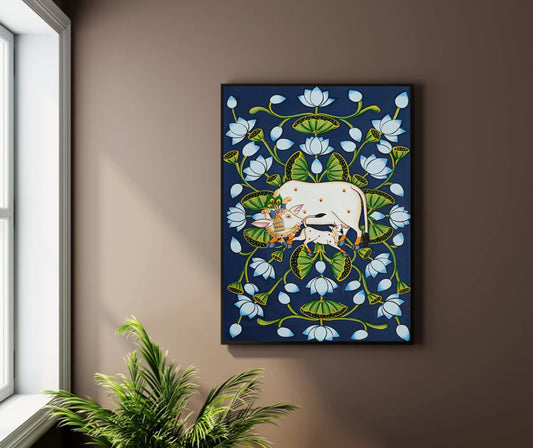 Cow Pichwai Painting – Traditional Nathdwara Style Wall Décor - Jaipur Earth