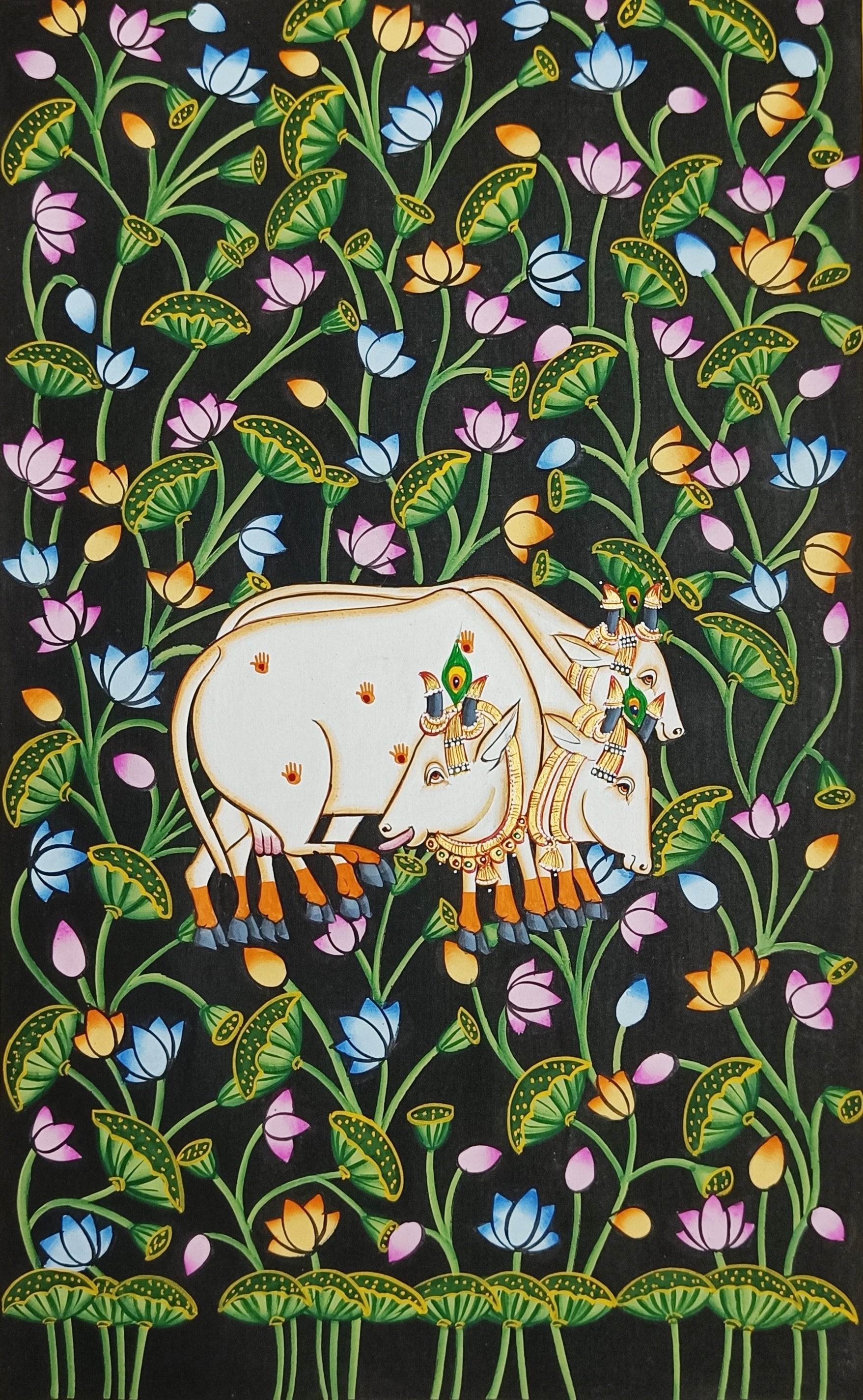Cow Pichwai Painting – Traditional Nathdwara Style Wall Décor - Jaipur Earth