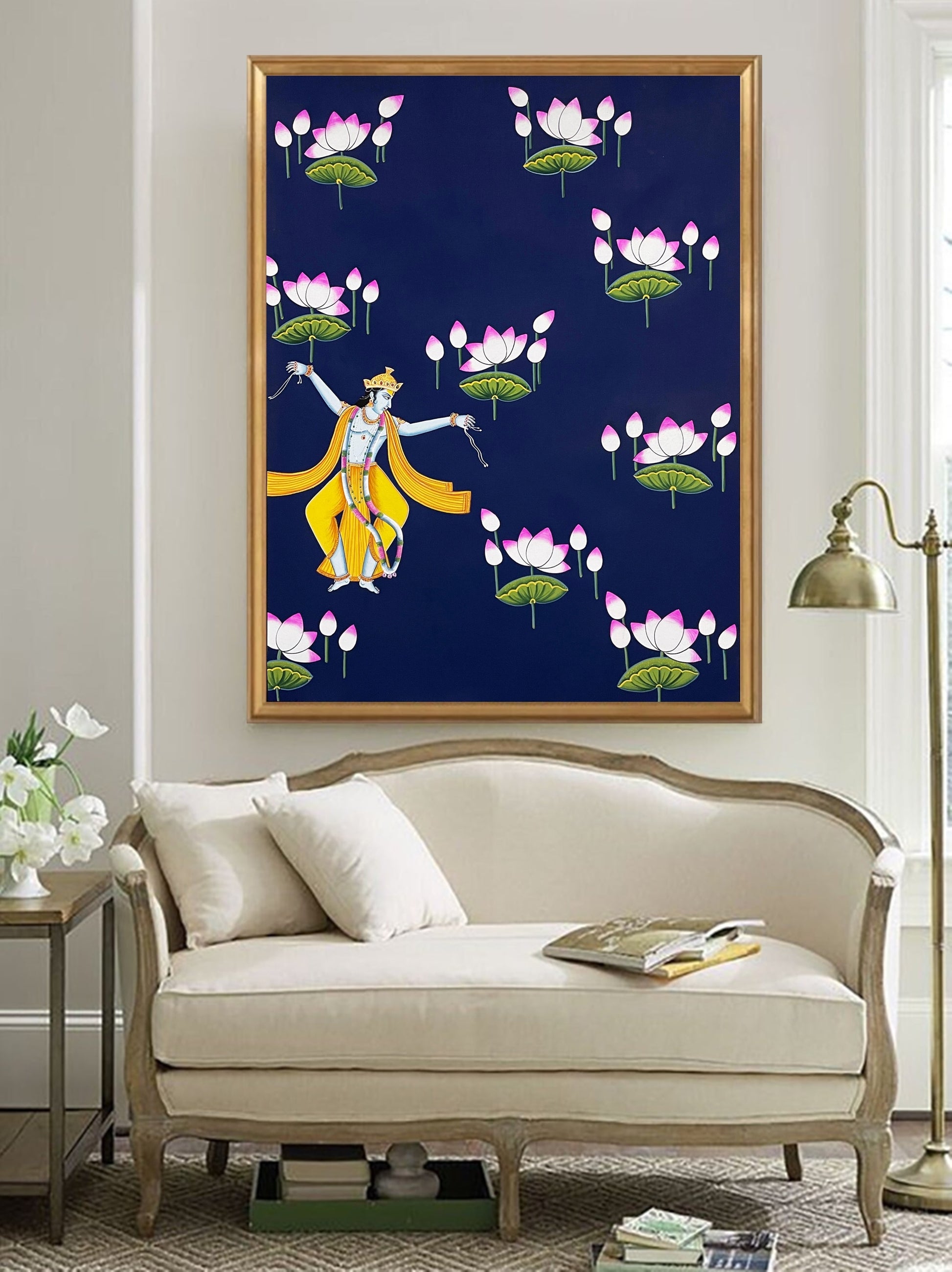 Dancing Krishna Pichwai Painting – Handpainted Traditional Indian Art of Lord Krishna - Jaipur Earth