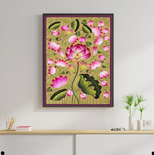 Lotus Pond - Handmade Pichwai Painting - Jaipur Earth