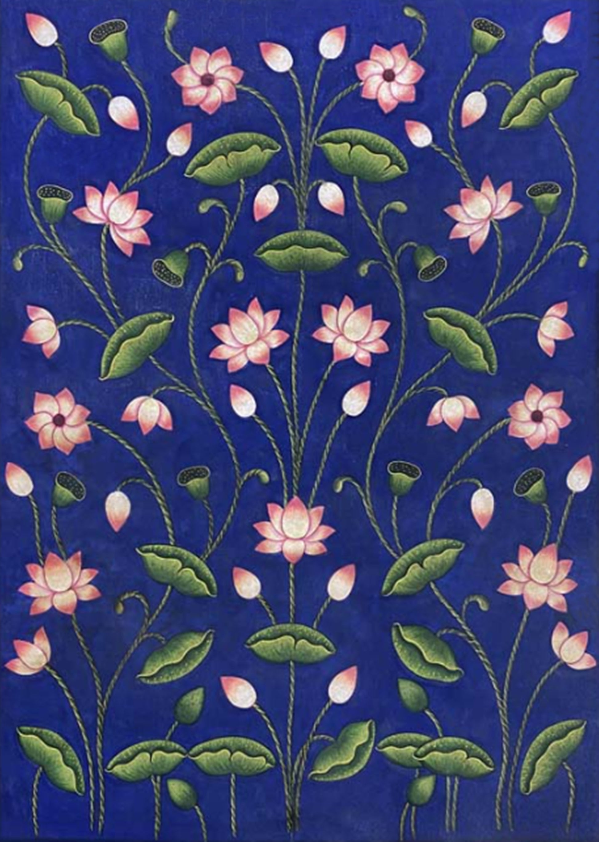 Lotus Pond - Handmade Pichwai Painting – Traditional Nathdwara Style Wall Décor - Jaipur Earth
