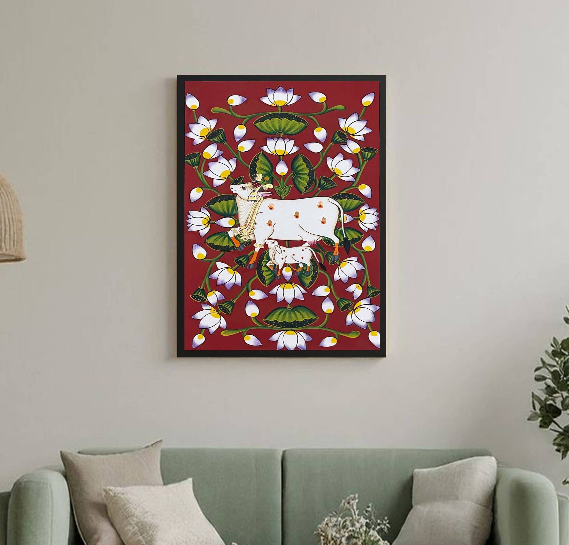 Cow Pichwai Painting – Traditional Nathdwara Style Wall Décor - Jaipur Earth