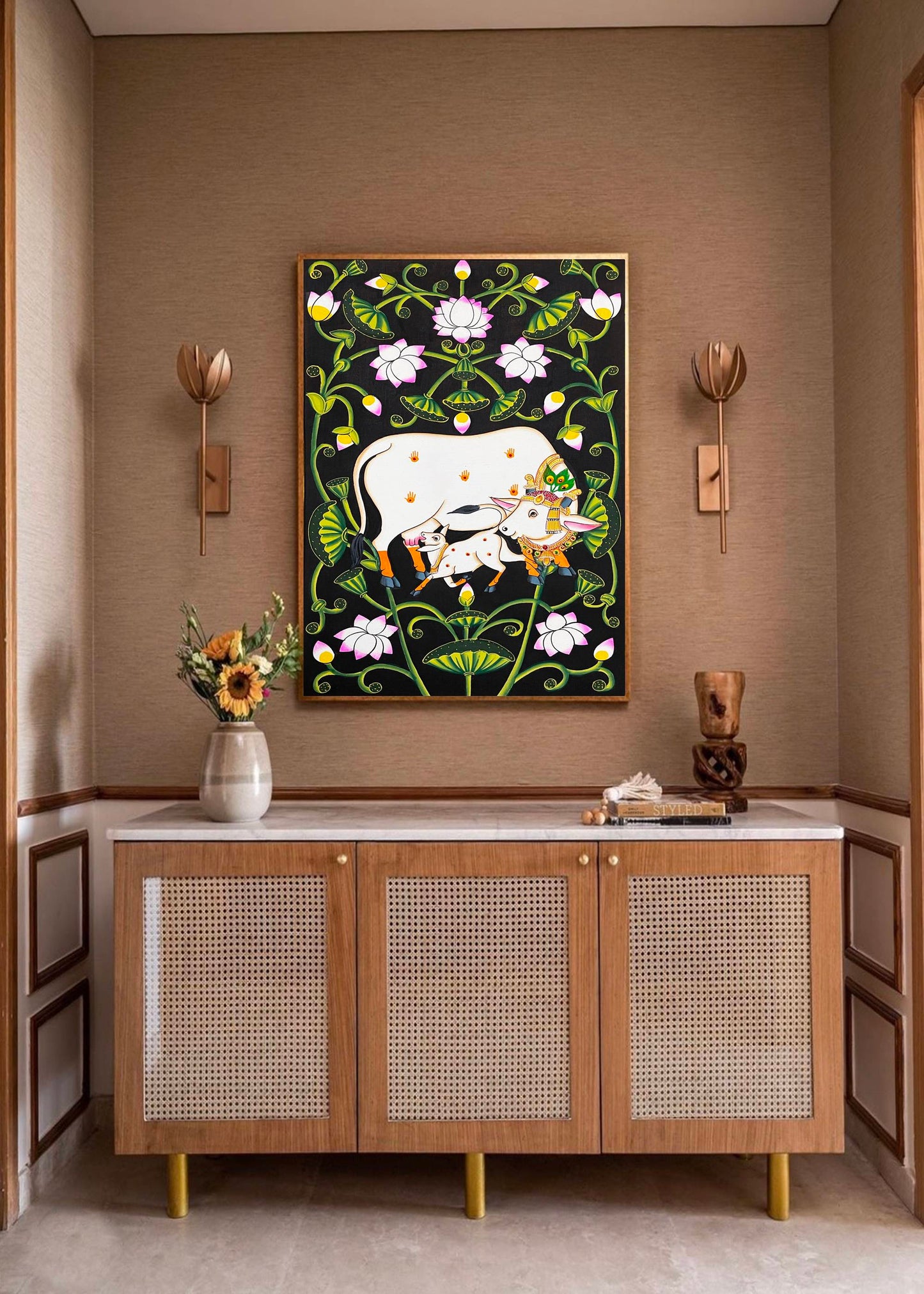 Cow Pichwai Painting – Traditional Nathdwara Style Wall Décor - Jaipur Earth