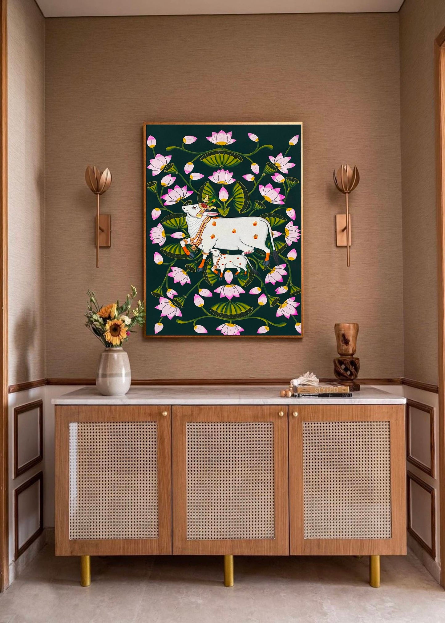 Cow Pichwai Painting – Traditional Nathdwara Style Wall Décor - Jaipur Earth