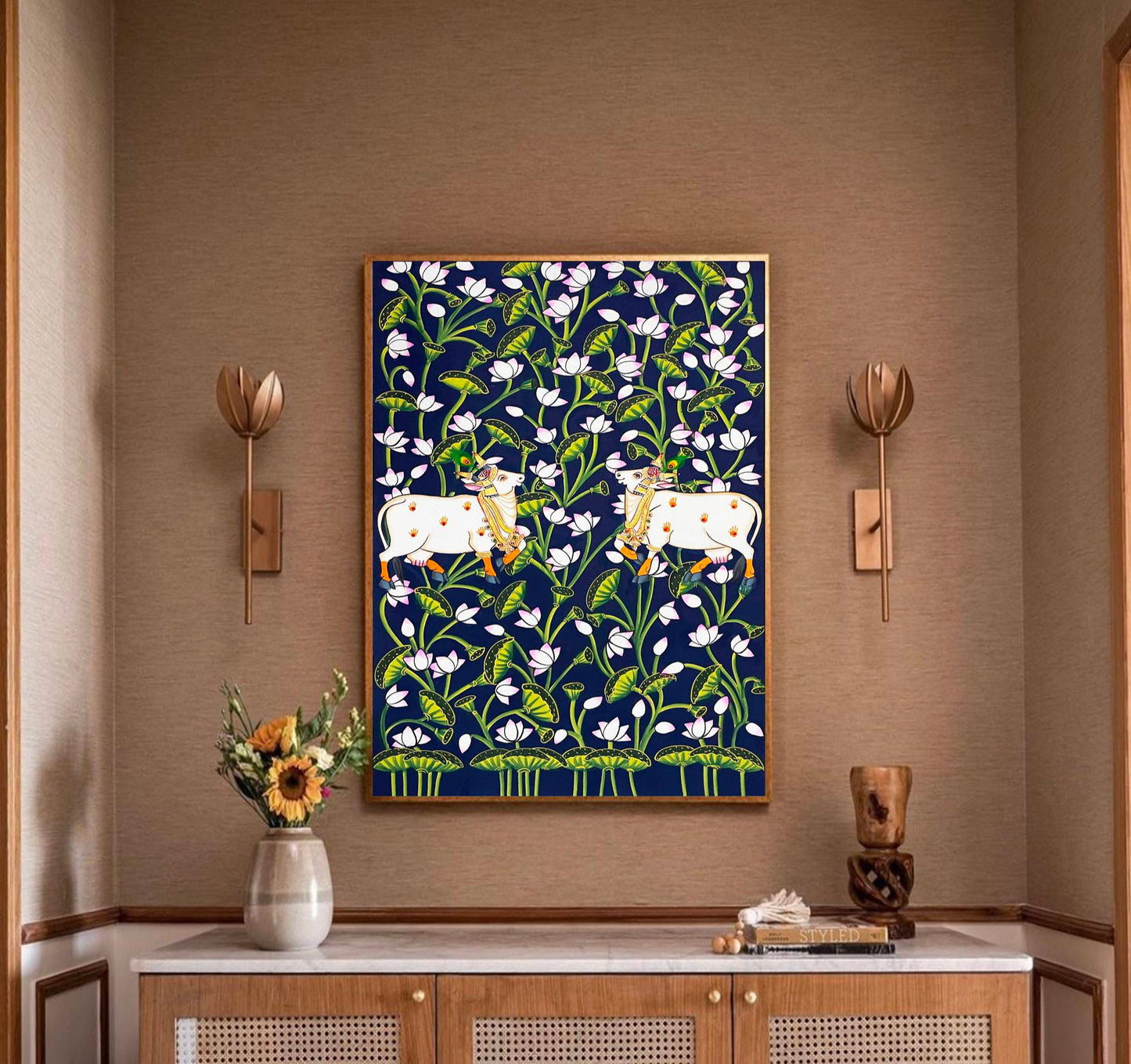 Cow Pichwai Painting – Traditional Nathdwara Style Wall Décor - Jaipur Earth