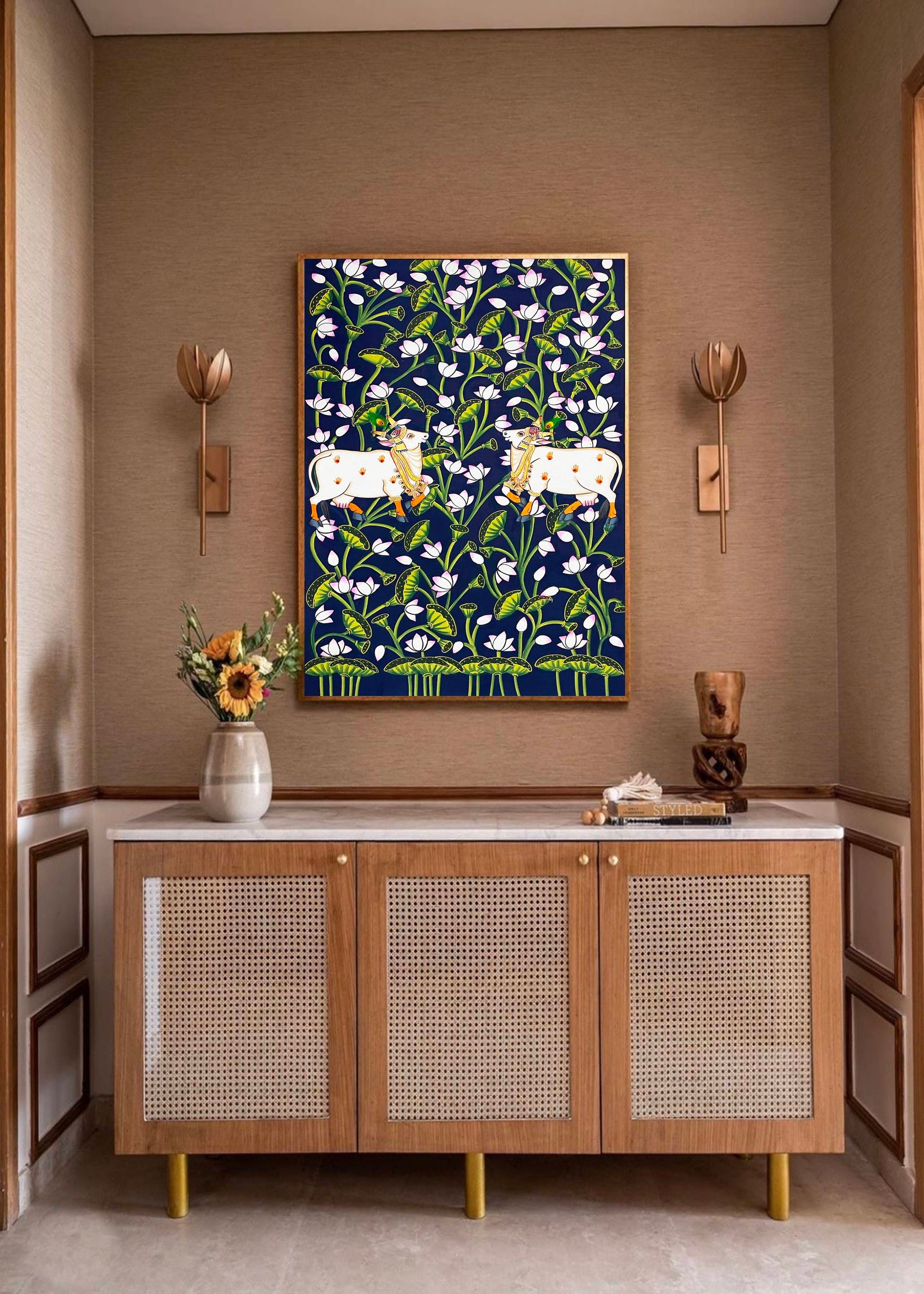 Cow Pichwai Painting – Traditional Nathdwara Style Wall Décor - Jaipur Earth