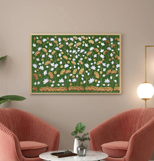 Pichwai Painting, Lotus Pond Indian Pichwai, Home decor Art, Indian painting - Jaipur Earth