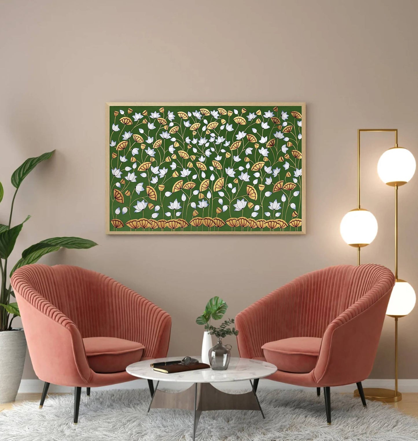 Pichwai Painting, Lotus Pond Indian Pichwai, Home decor Art, Indian painting - Jaipur Earth