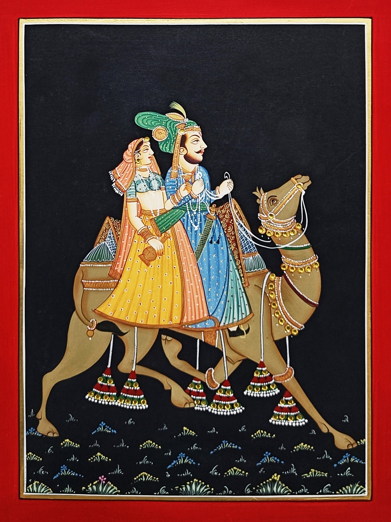 Hand Painted Painting, Rajasthani Folk Painting, Wall Art, Folk Art - Jaipur Earth