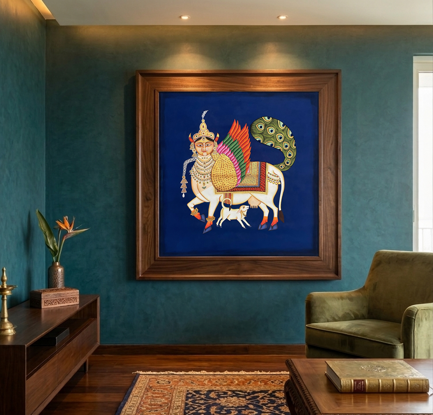 Kamdhenu Pichwai Painting Traditional Indian Pichwai Painting, Home decor Art, Wall Art
