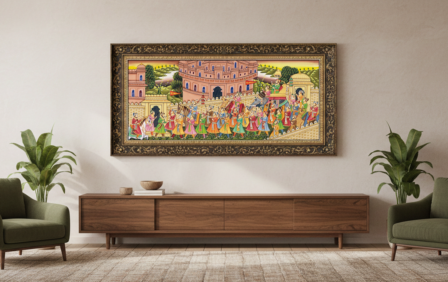 Royal Procession Large Detailed Hand Painted Artwork, Rajasthani Painting, Art and Collect, Home Decor, Wall Decor