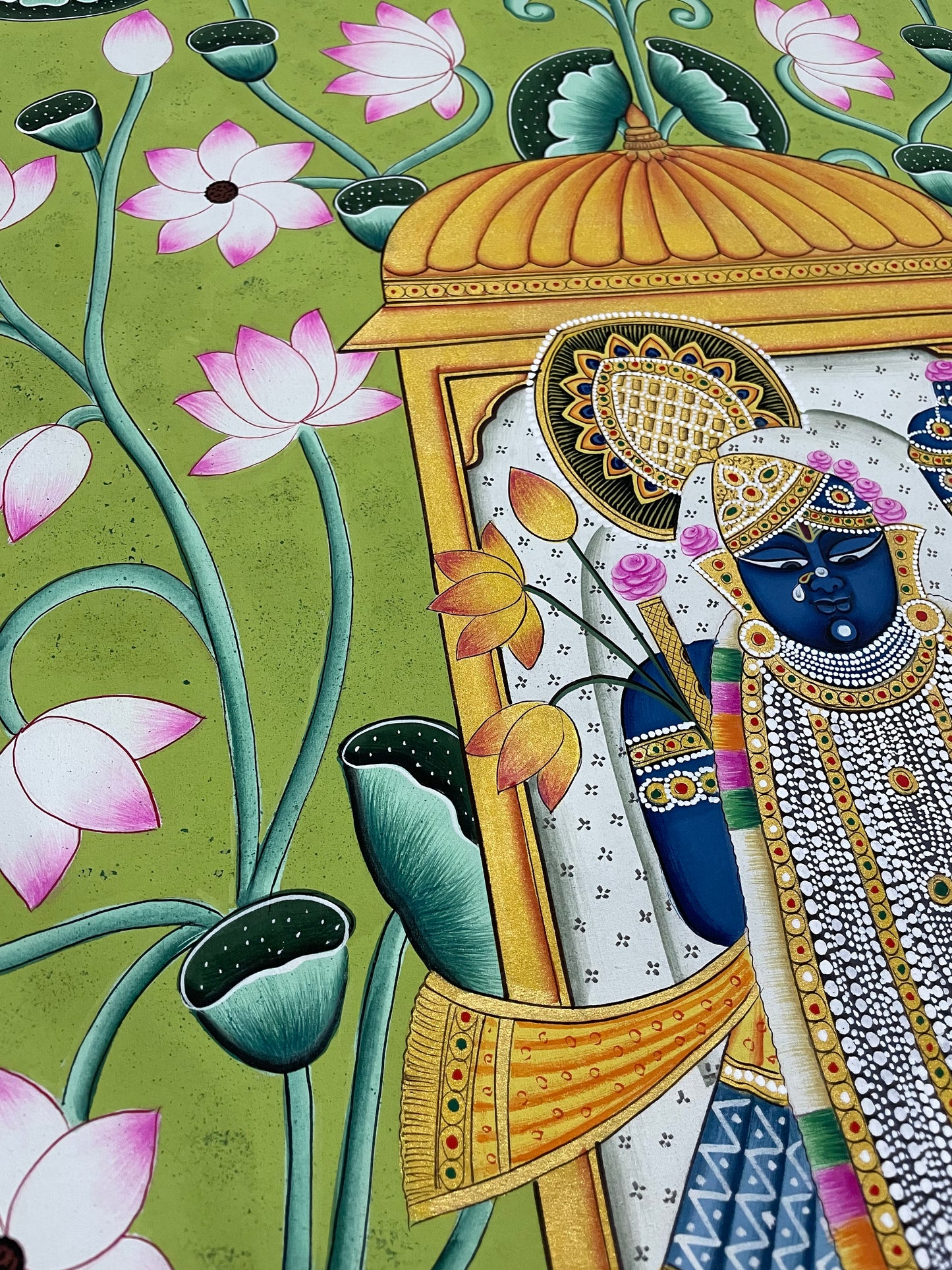 Shreenathji Pichwai Art Painting for Home Decor, Traditional Handmade Shri Nath Ji Wall Painting, Nathdwara Style Krishna Artwork, Indian Spiritual Art