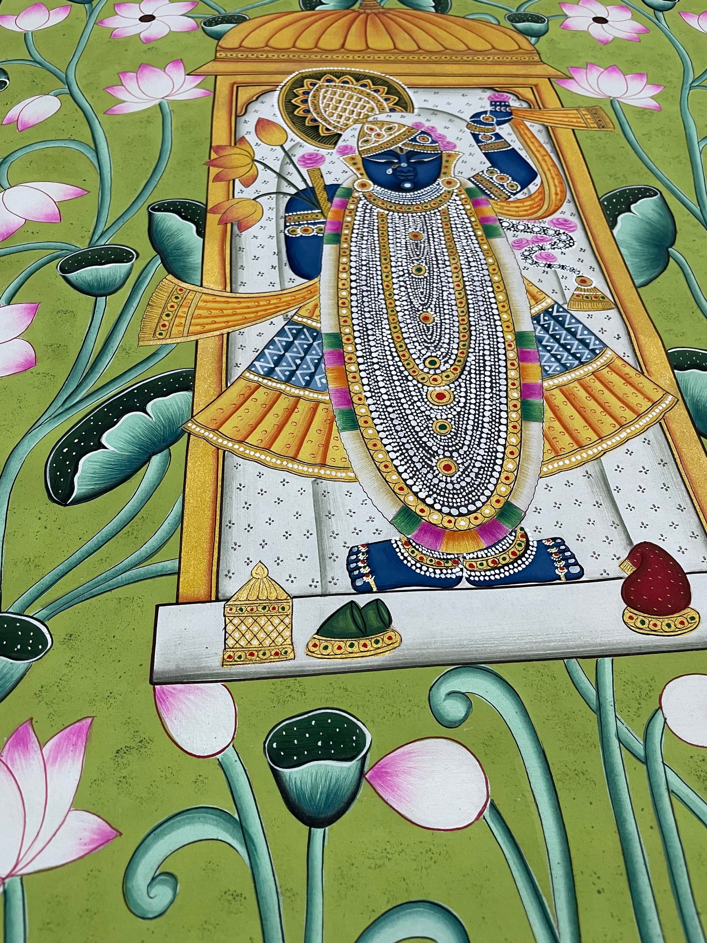 Shreenathji Pichwai Art Painting for Home Decor, Traditional Handmade Shri Nath Ji Wall Painting, Nathdwara Style Krishna Artwork, Indian Spiritual Art