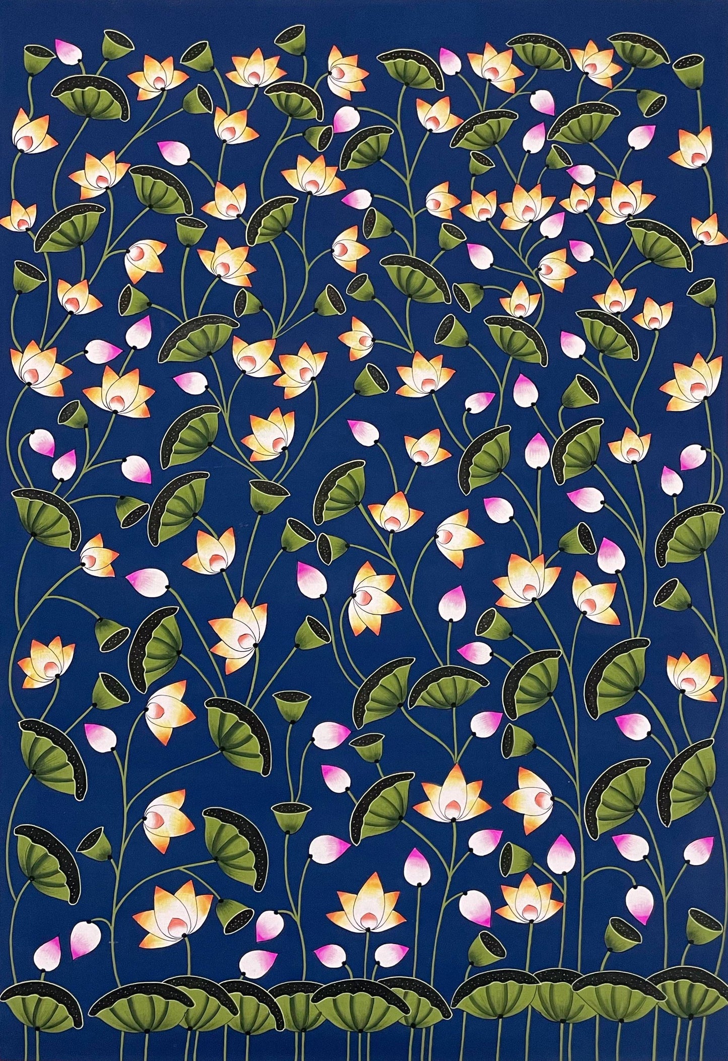 Pichwai Painting, Lotus Pond Indian Pichwai, Home decor Art, Indian painting - Jaipur Earth