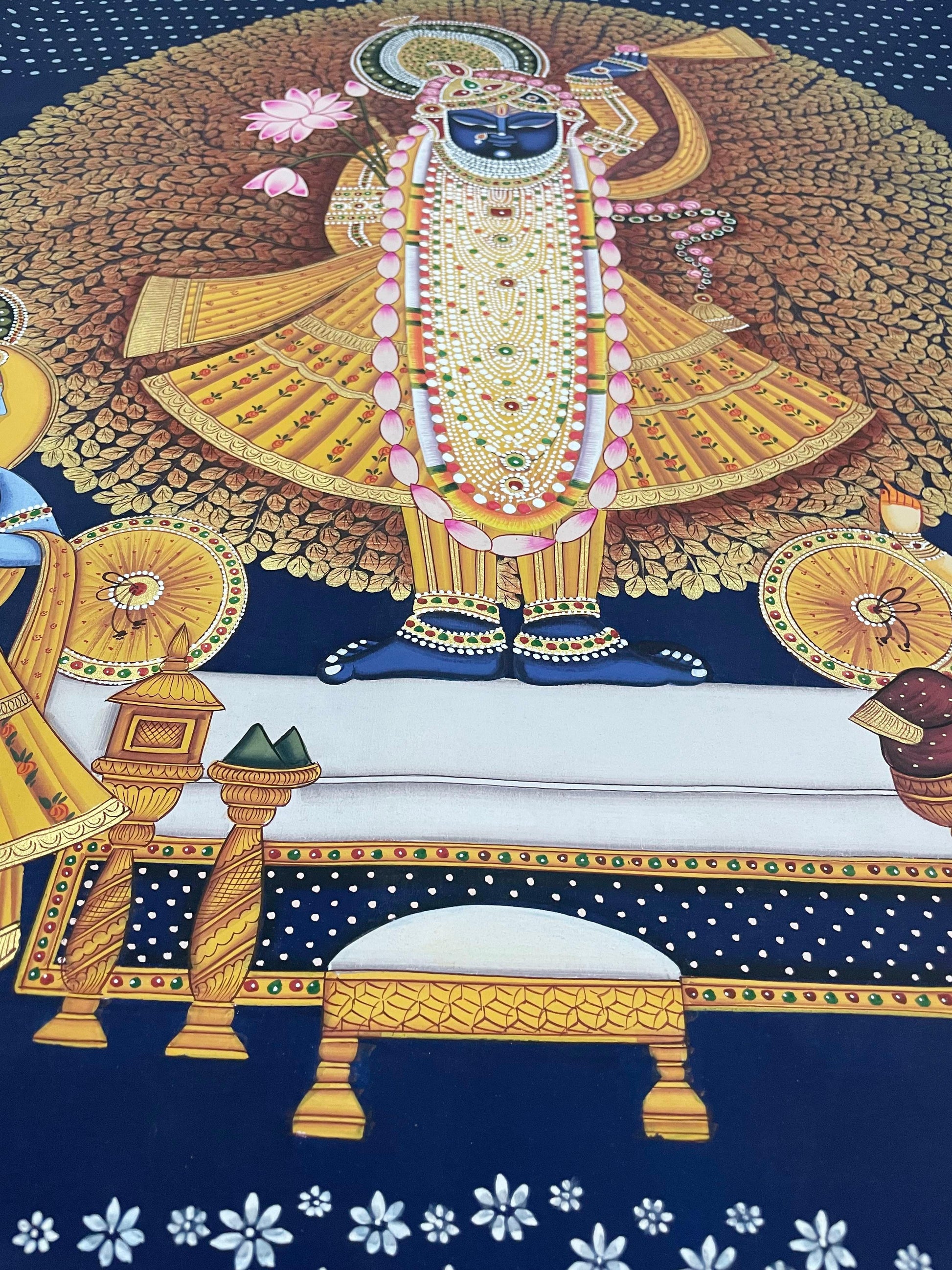 Shrinathji Darshan - Handmade Pichwai painting (Unframed/ 2x3 feet/ 3x4feet) - Jaipur Earth