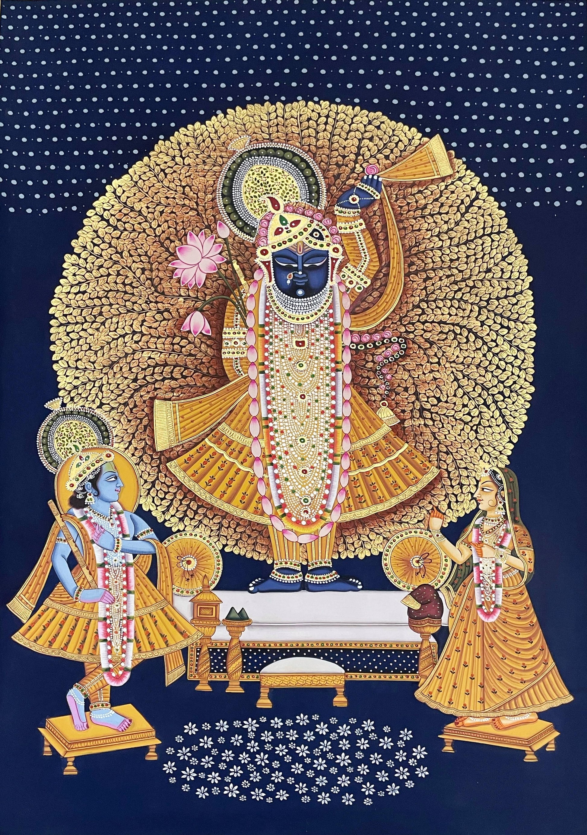 Shrinathji Darshan - Handmade Pichwai painting (Unframed/ 2x3 feet/ 3x4feet) - Jaipur Earth