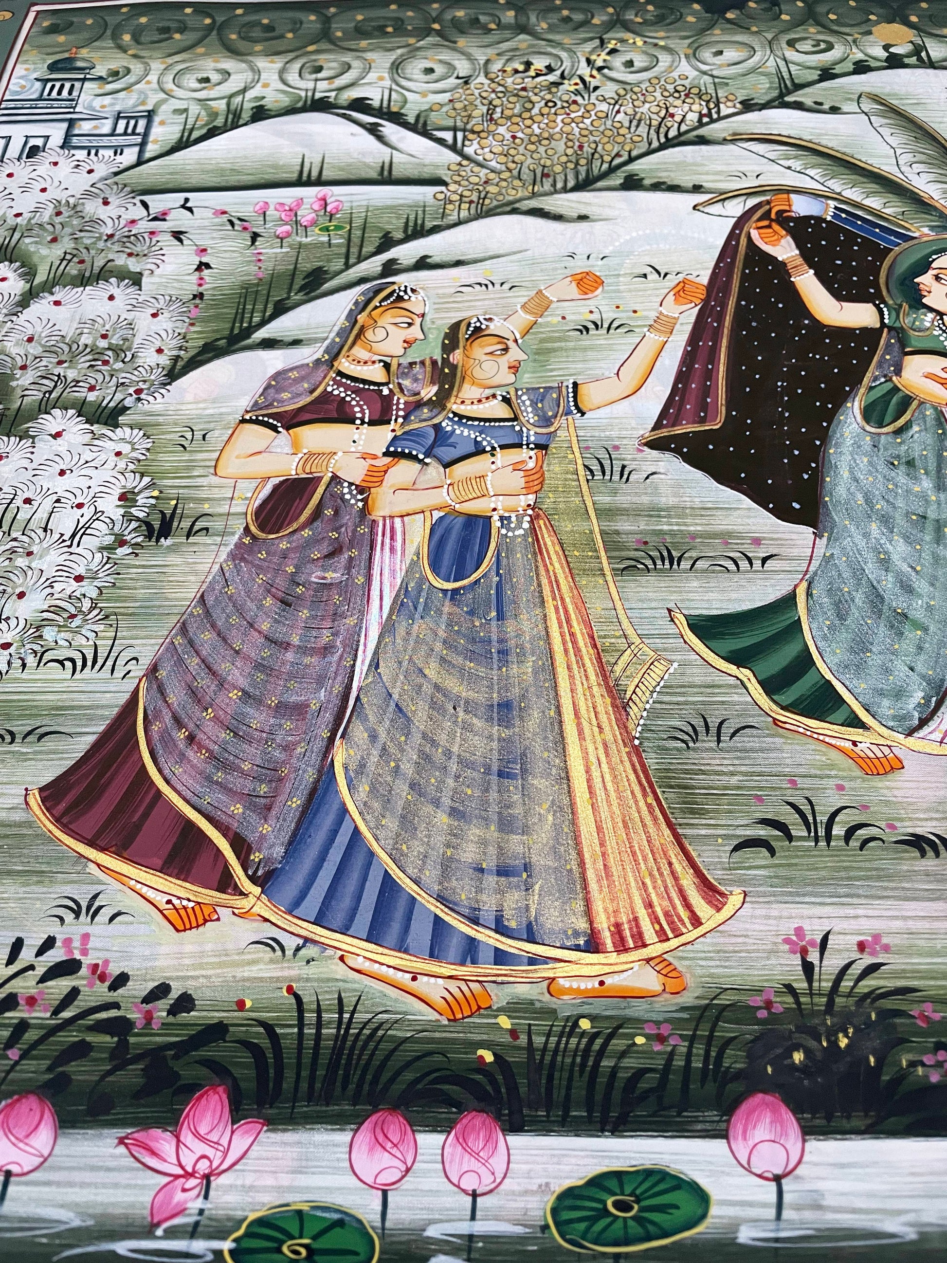 Radha Krishna Detailed Pichwai Handmade Painting on Fabric Krishna Painting, Wall art, Home Decor - Jaipur Earth