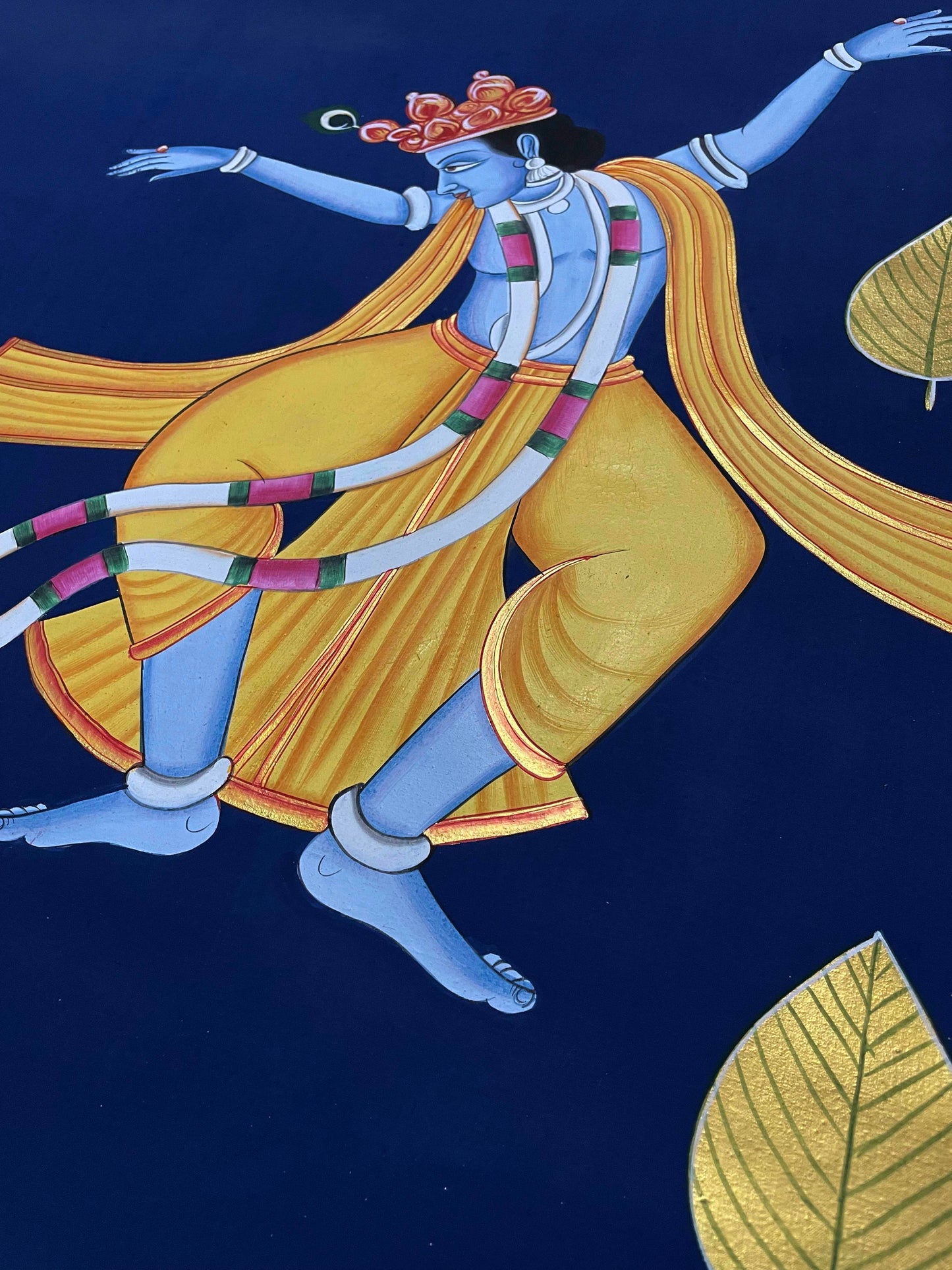 Dancing Krishna Pichwai Painting – Handpainted Traditional Indian Art of Lord Krishna - Jaipur Earth