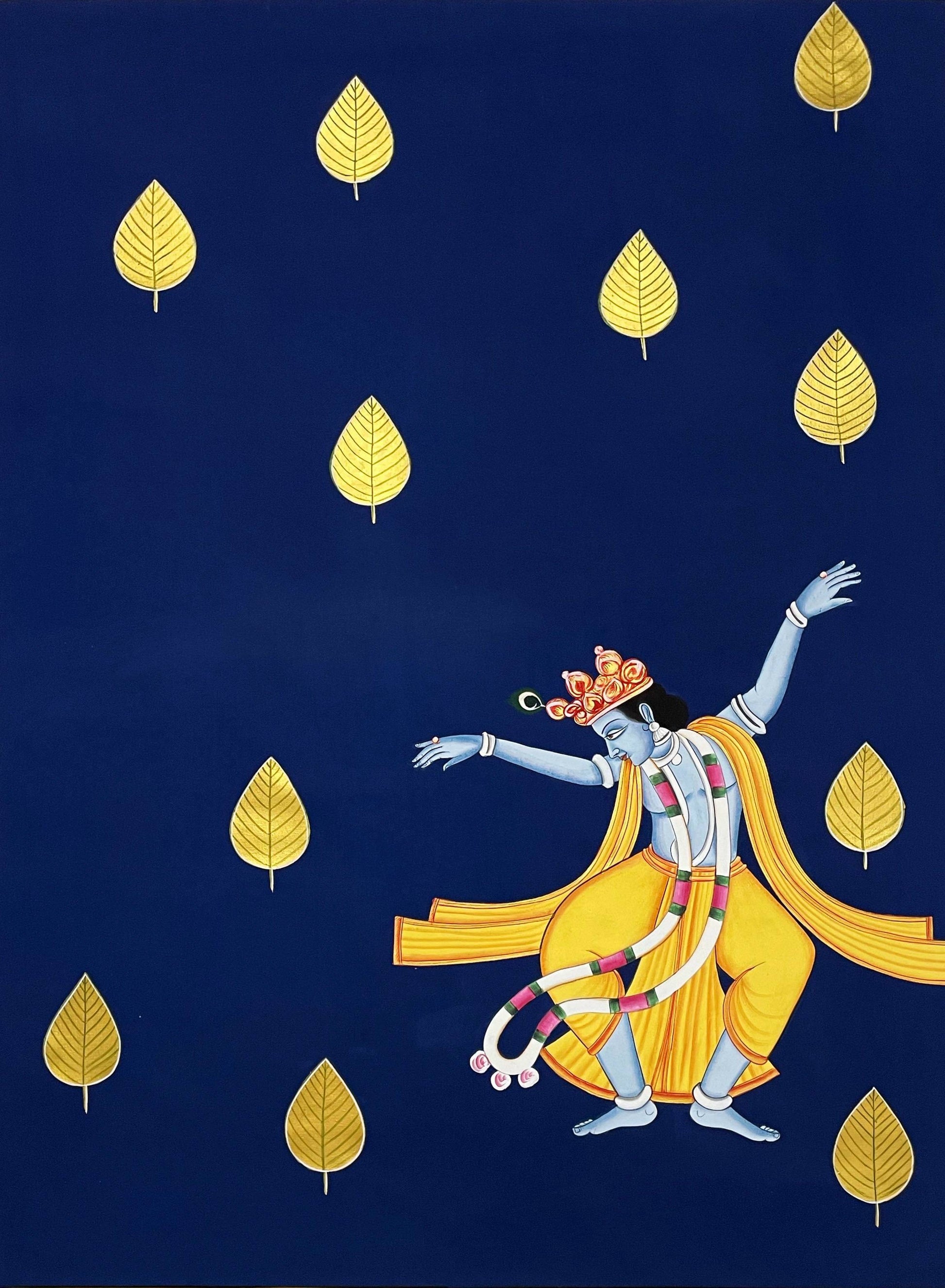 Dancing Krishna Pichwai Painting – Handpainted Traditional Indian Art of Lord Krishna - Jaipur Earth