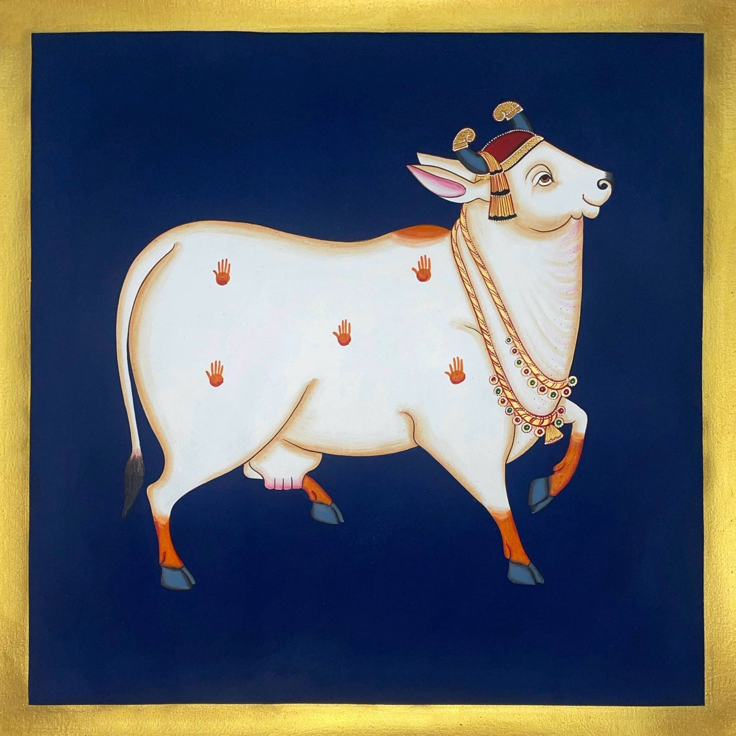 Pichwai Painting Of Cow, Set of 2, Traditional Indian Pichwai Painting For Home Decor, Wall Art, Wall Decor - Jaipur Earth