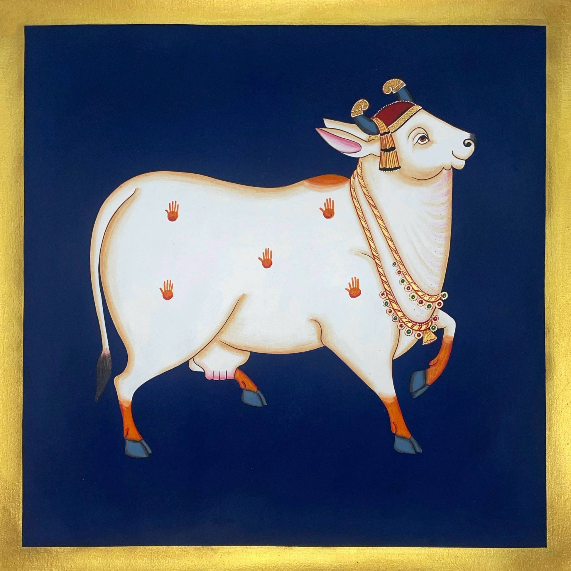 Pichwai Painting Of Cow, Set of 2, Traditional Indian Pichwai Painting For Home Decor, Wall Art, Wall Decor - Jaipur Earth
