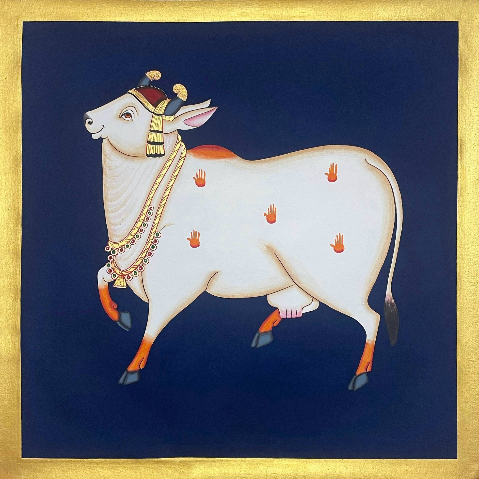 Pichwai Painting Of Cow, Set of 2, Traditional Indian Pichwai Painting For Home Decor, Wall Art, Wall Decor - Jaipur Earth