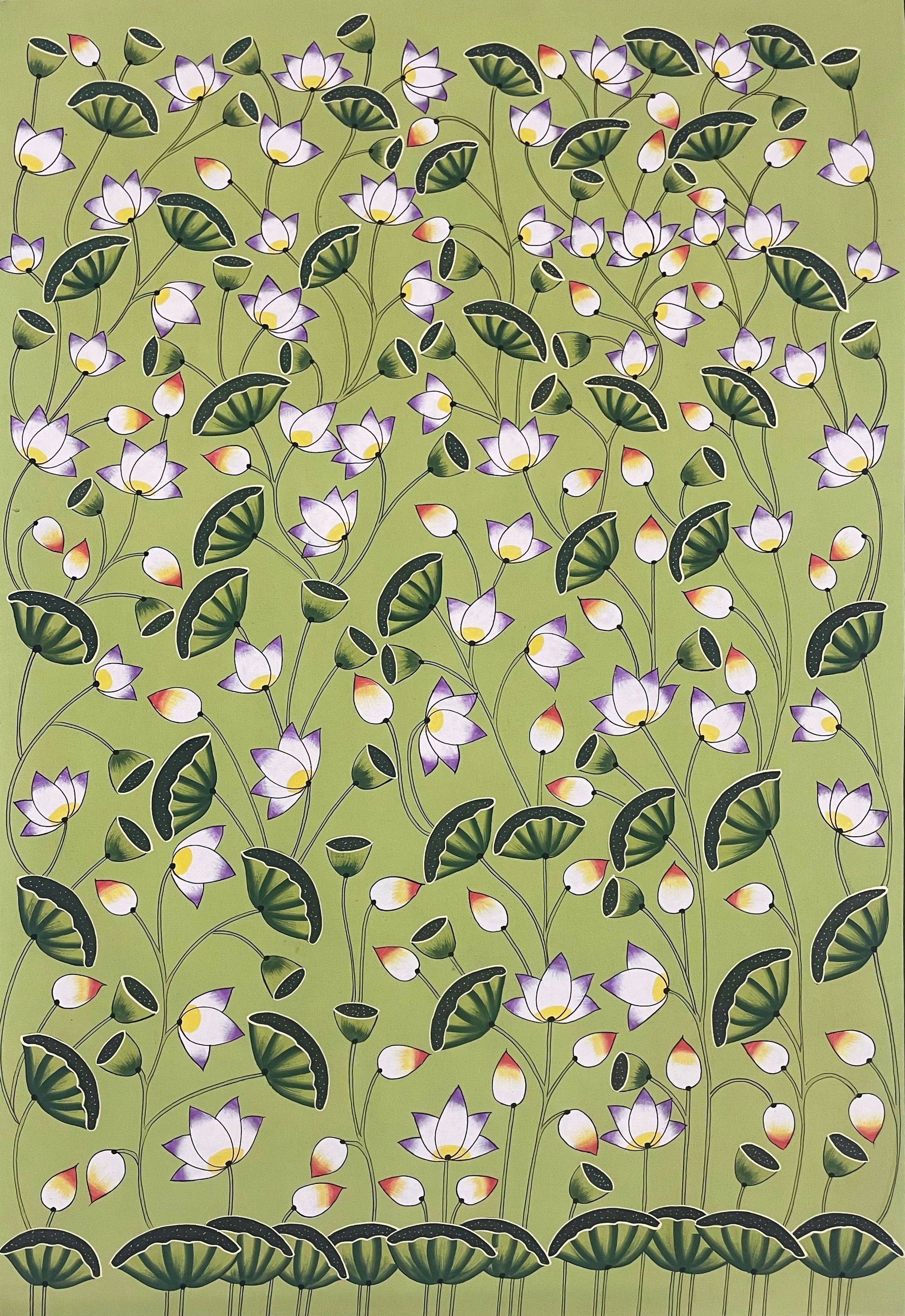 Pichwai Painting, Lotus Pond Indian Pichwai, Home decor Art, Indian painting - Jaipur Earth