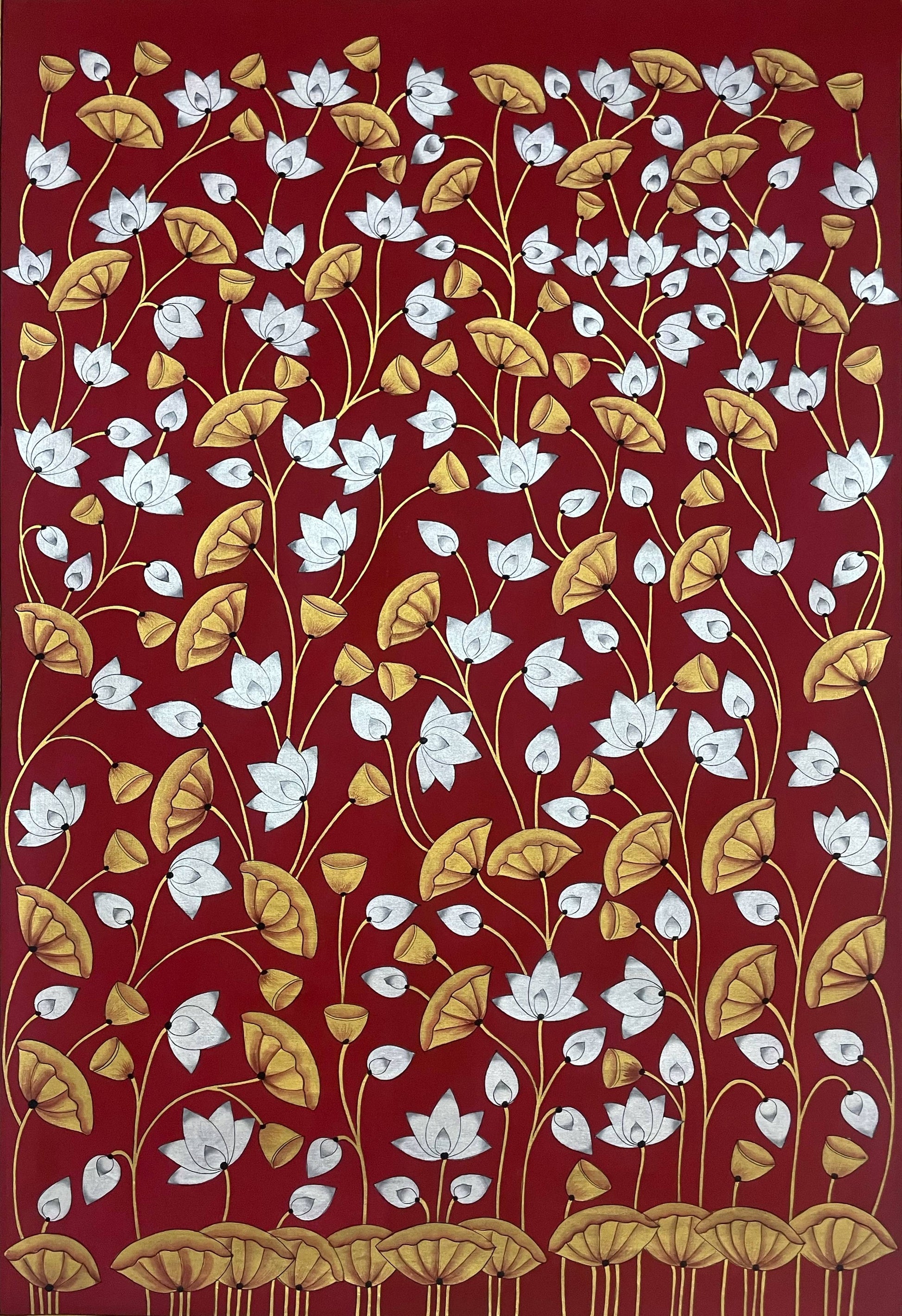 Pichwai Painting, Lotus Pond Indian Pichwai, Home decor Art, Indian painting - Jaipur Earth