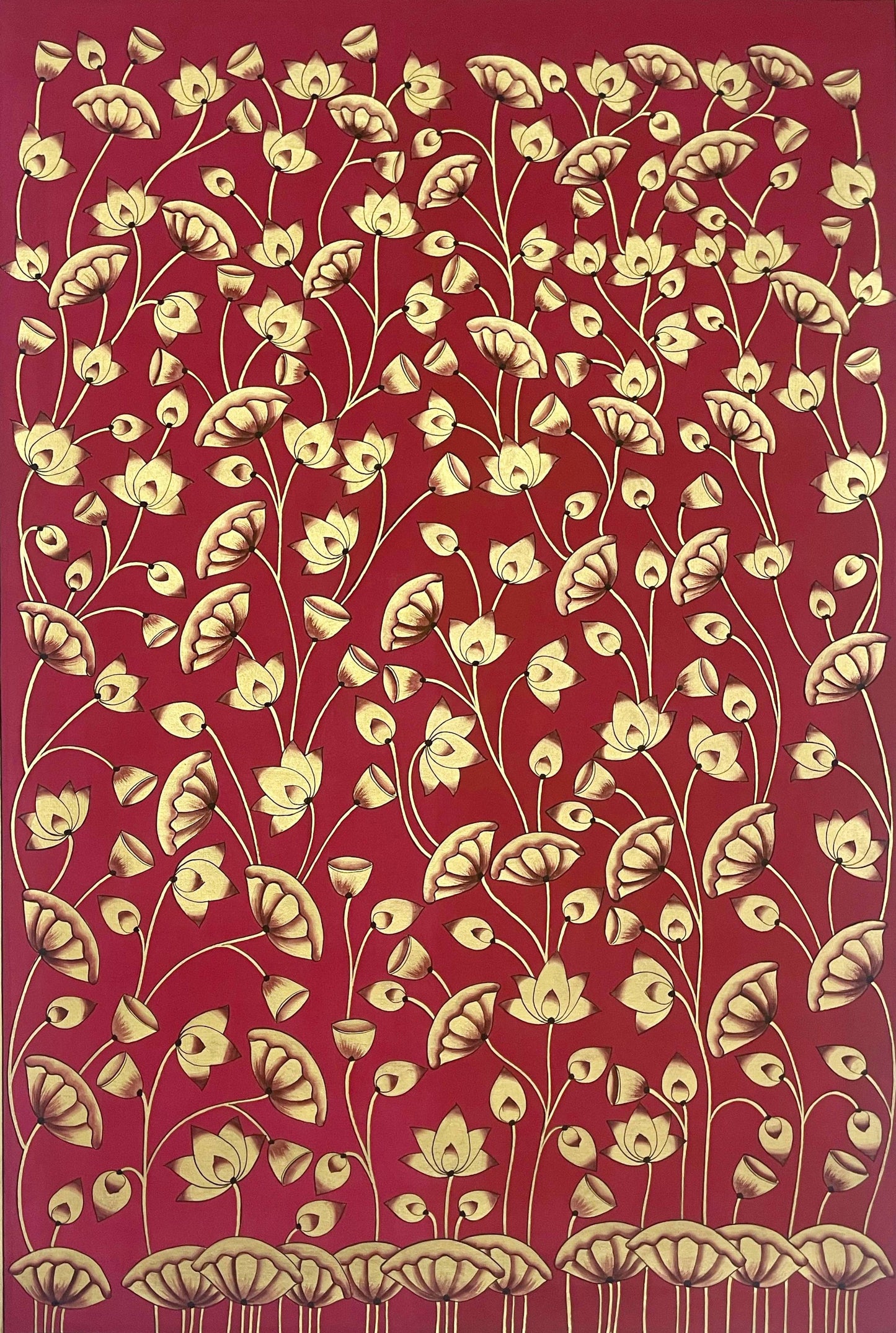Pichwai Painting, Lotus Pond Indian Pichwai, Home decor Art, Indian painting - Jaipur Earth