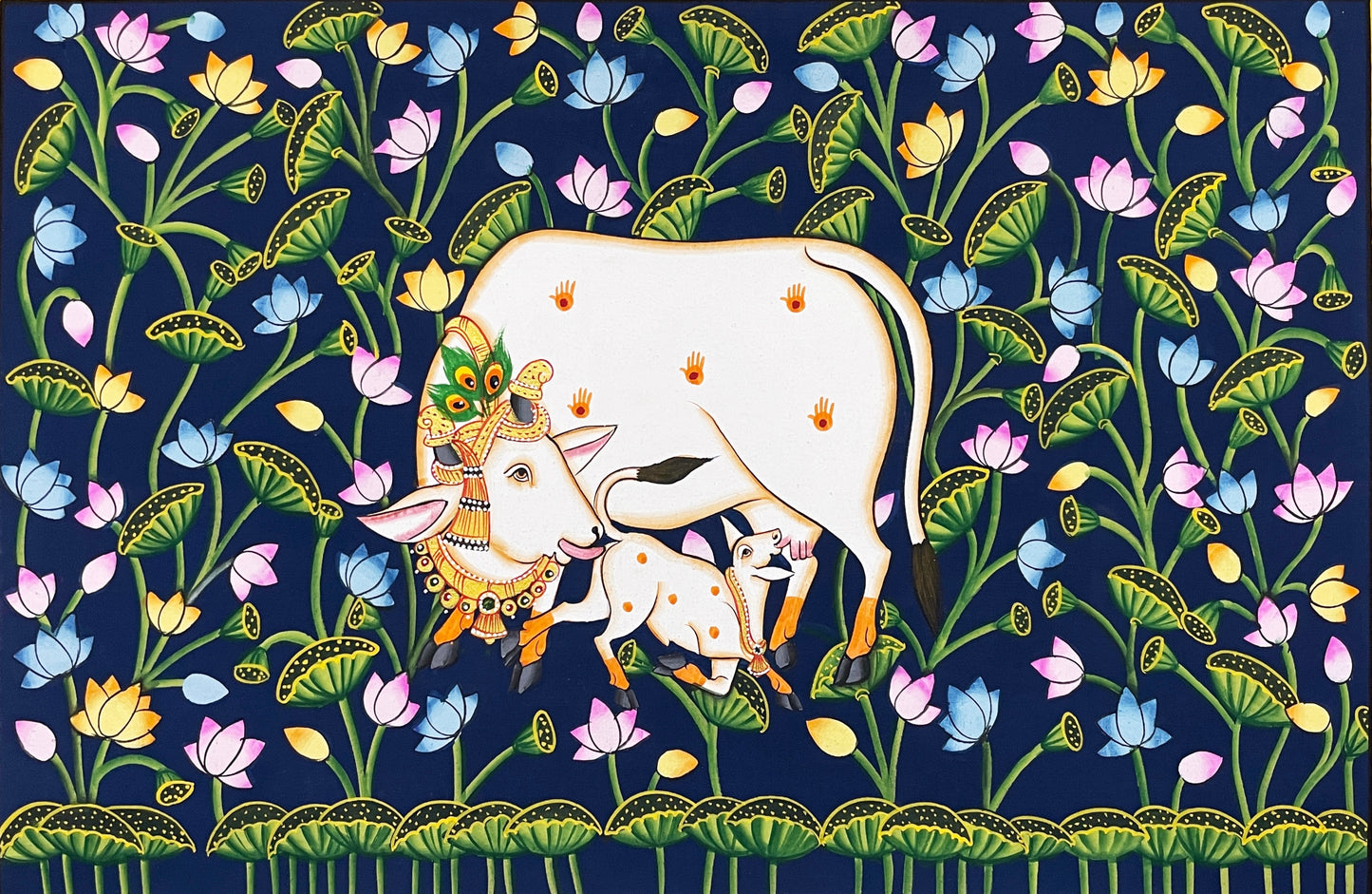 Cow Pichwai Painting – Traditional Nathdwara Style Wall Décor - Jaipur Earth