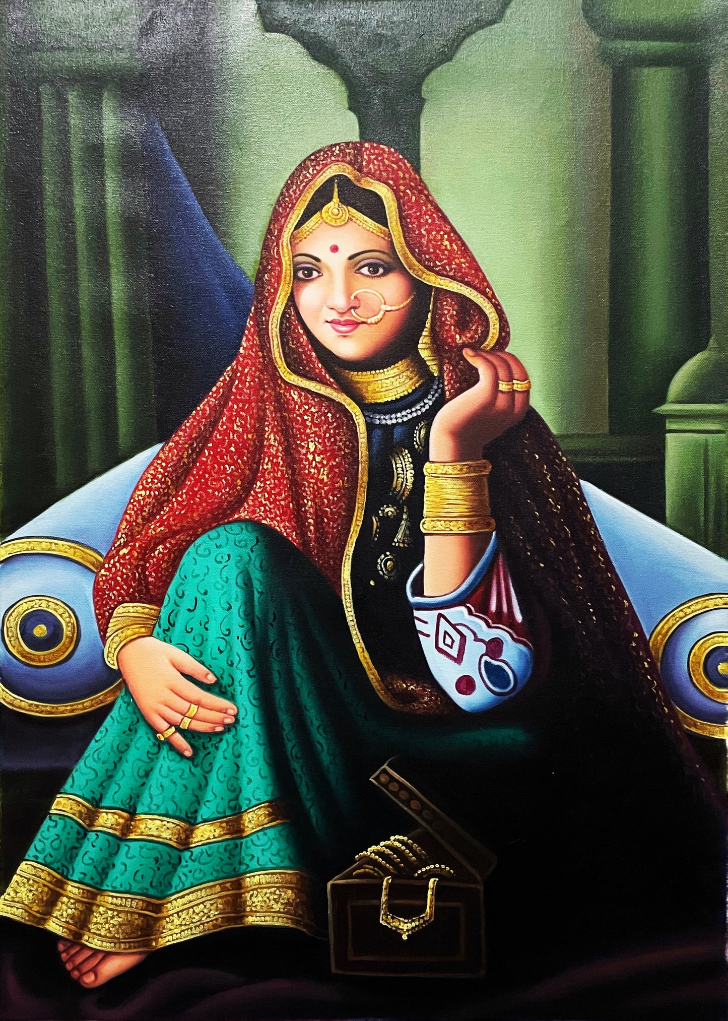 Rajasthani Painting, Indian Traditional Painting, home decor, wall art on canvas, painting, wall Painting - Jaipur Earth