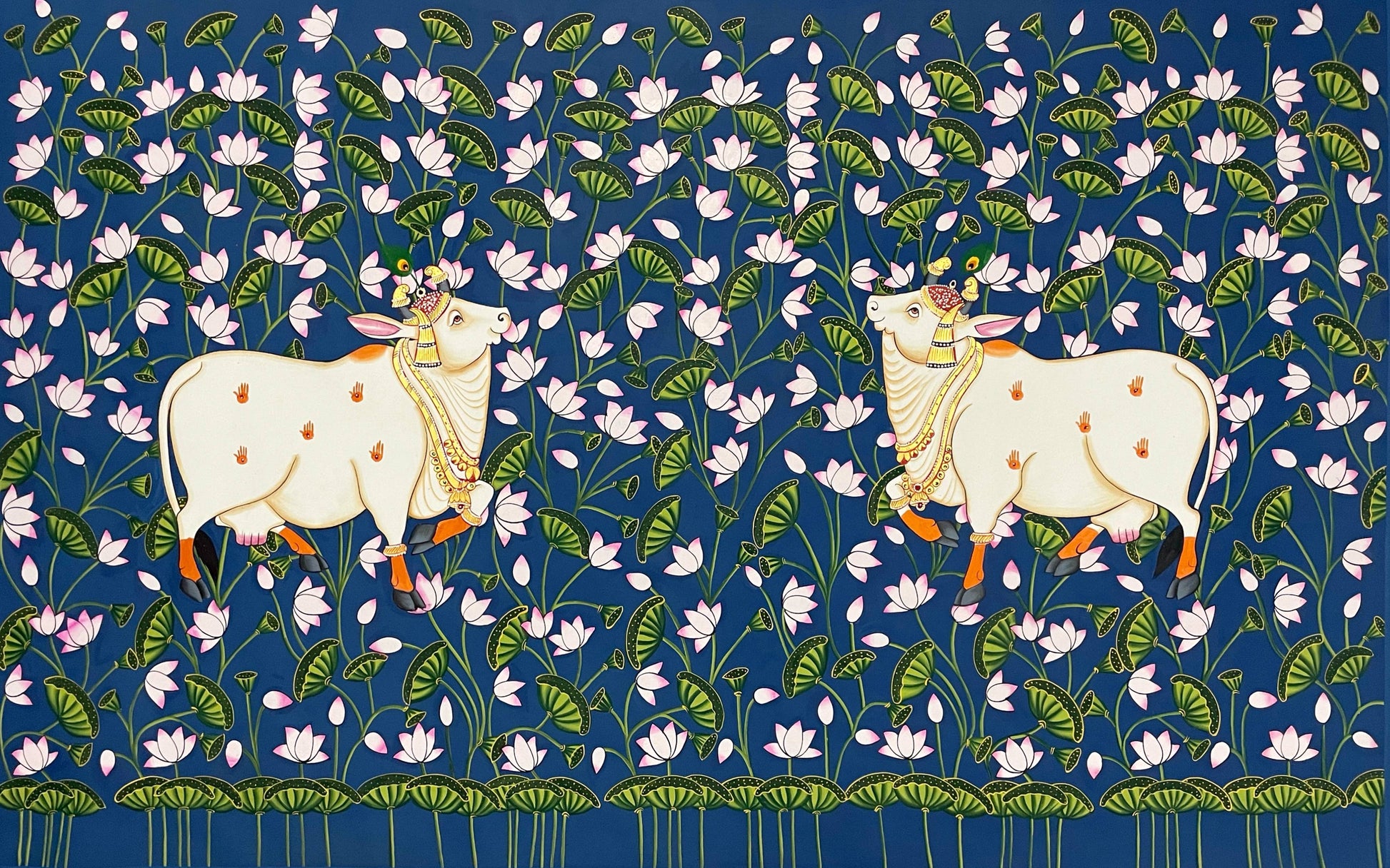 Cow Pichwai Painting – Traditional Nathdwara Style Wall Décor - Jaipur Earth