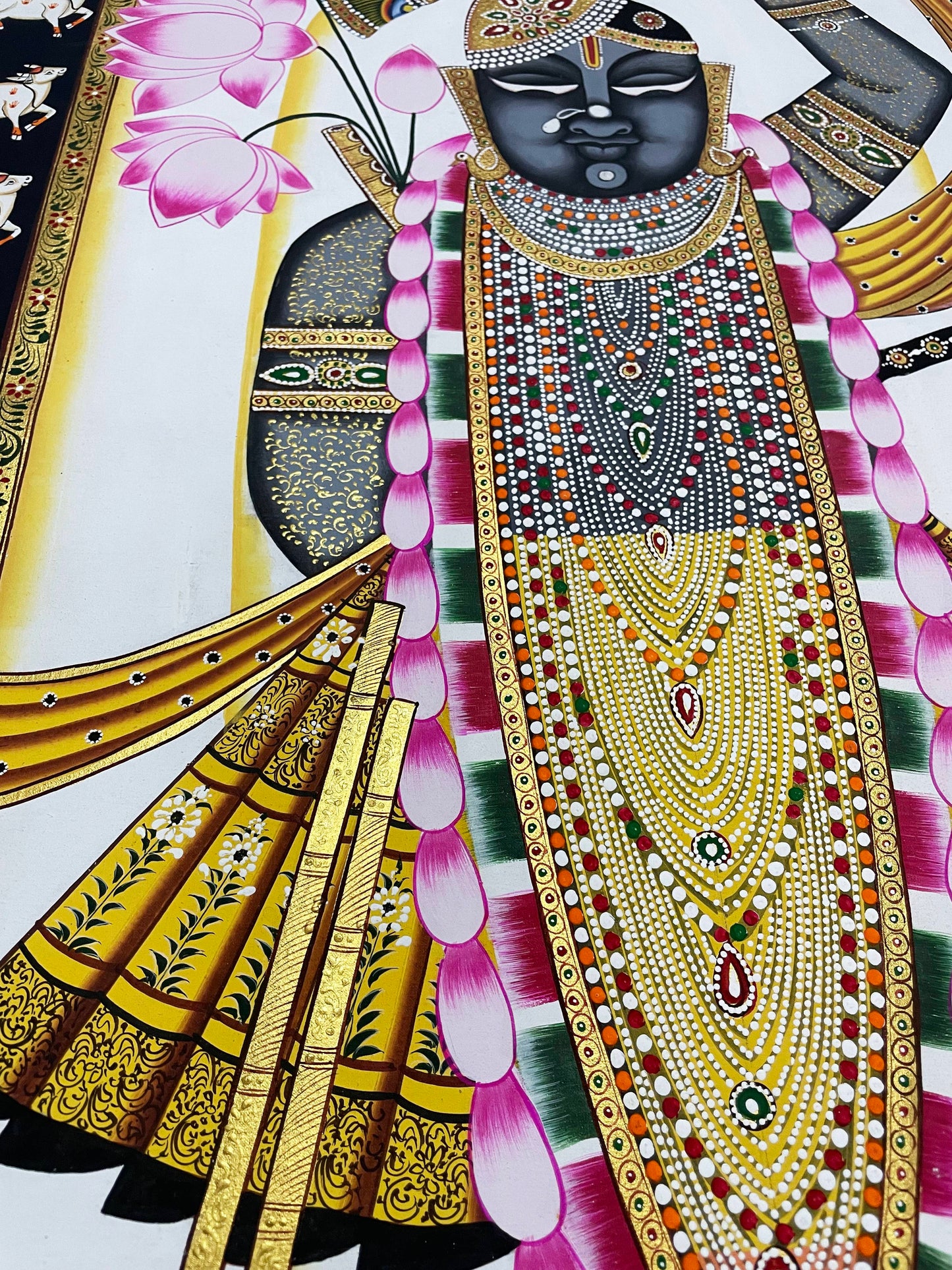Pichwai Painting of Shreenathji, Art For Home Decor, Beautiful Shreenathji on cloth, Home Decor, Wall art - Jaipur Earth