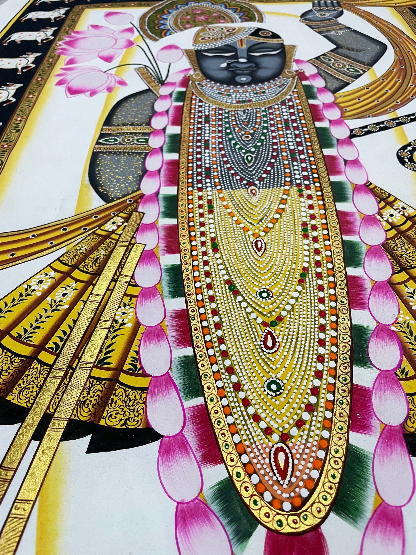Pichwai Painting of Shreenathji, Art For Home Decor, Beautiful Shreenathji on cloth, Home Decor, Wall art - Jaipur Earth