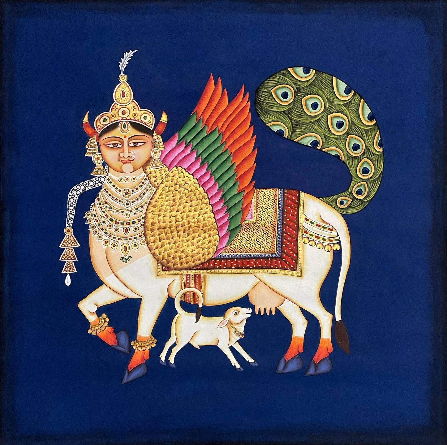 Kamdhenu Pichwai Painting Traditional Indian Pichwai Painting, Home decor Art, Wall Art
