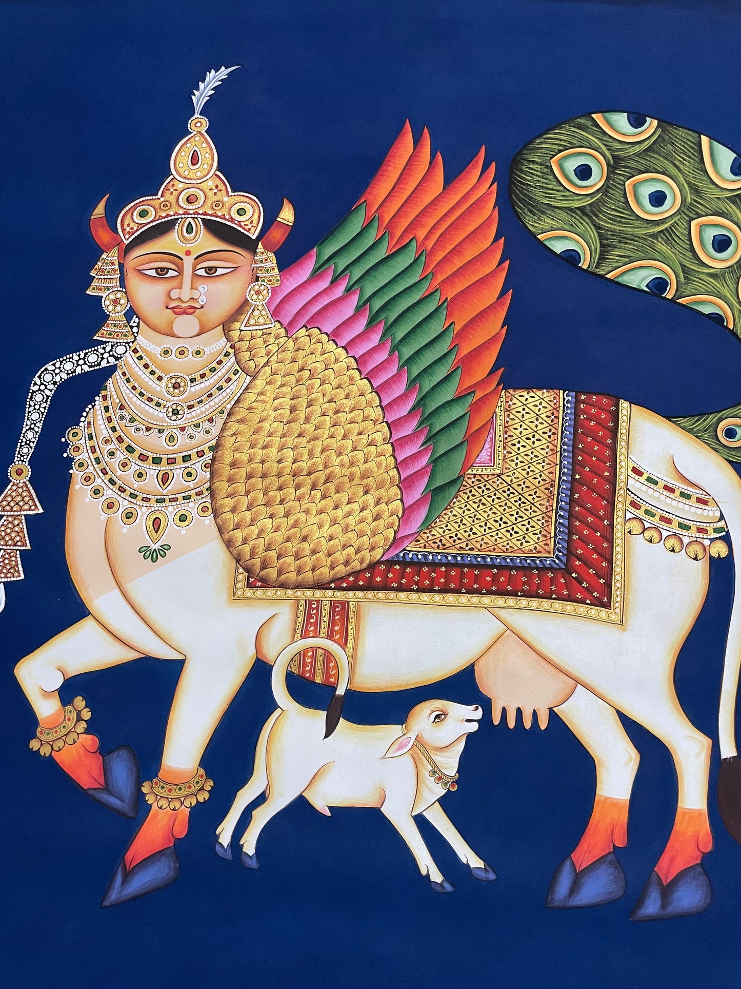 Kamdhenu Pichwai Painting Traditional Indian Pichwai Painting, Home decor Art, Wall Art