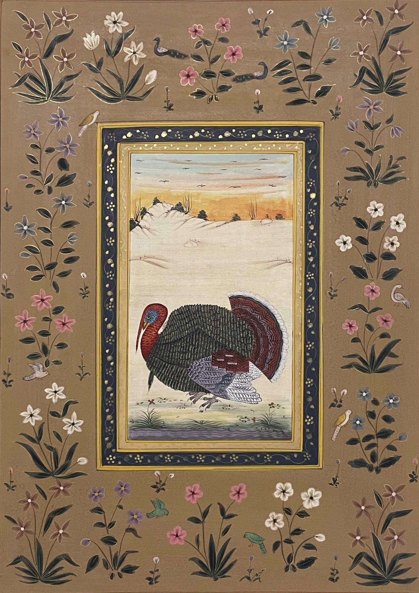 Hand-Painted Birds Miniature Painting | Traditional Indian Miniature Art on Handmade Paper | Framed