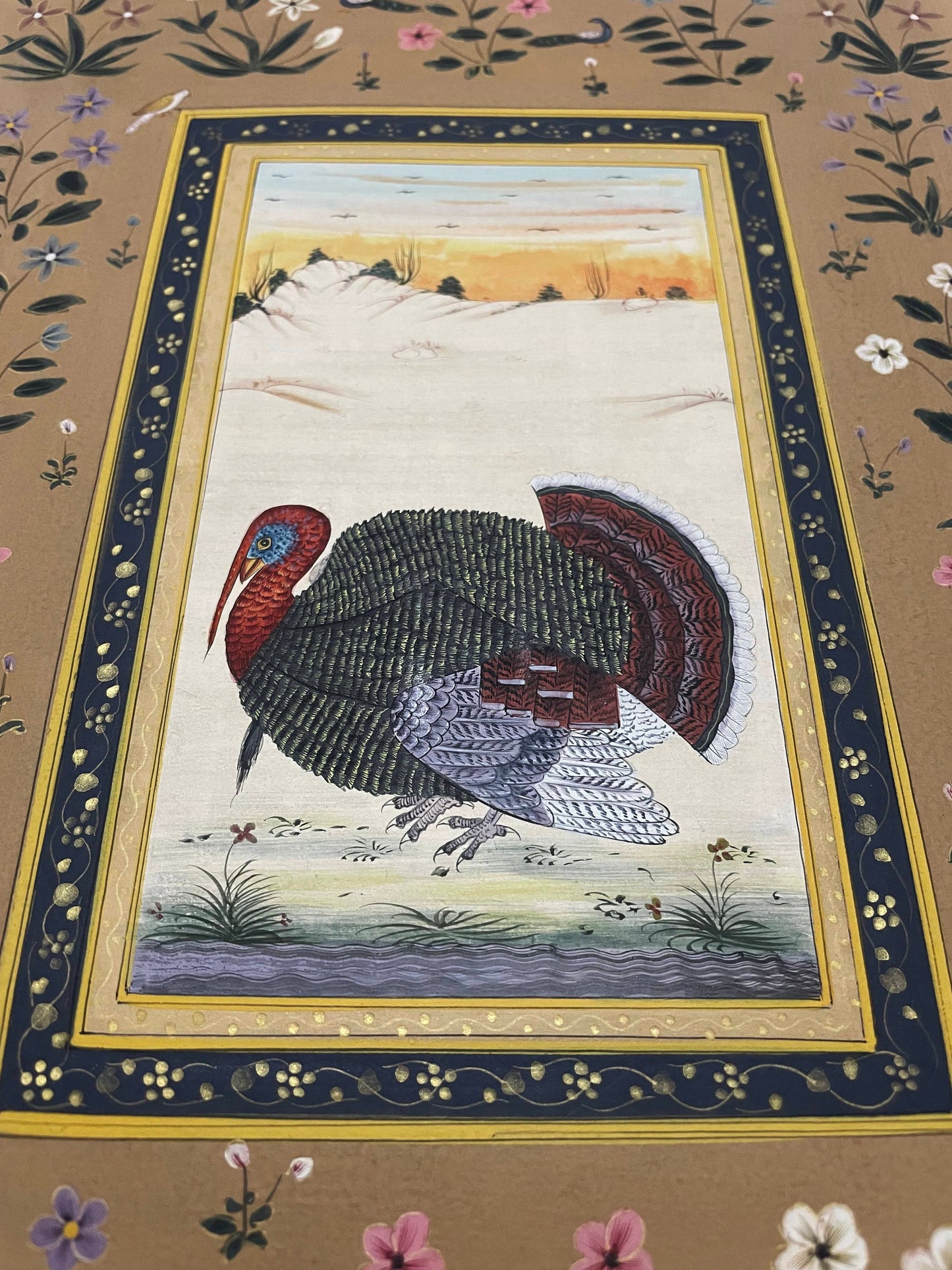 Hand-Painted Birds Miniature Painting | Traditional Indian Miniature Art on Handmade Paper | Framed