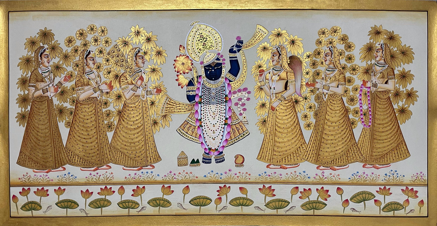 Handmade Shrinathji Pichwai Painting for Home Décor | Traditional Krishna Art