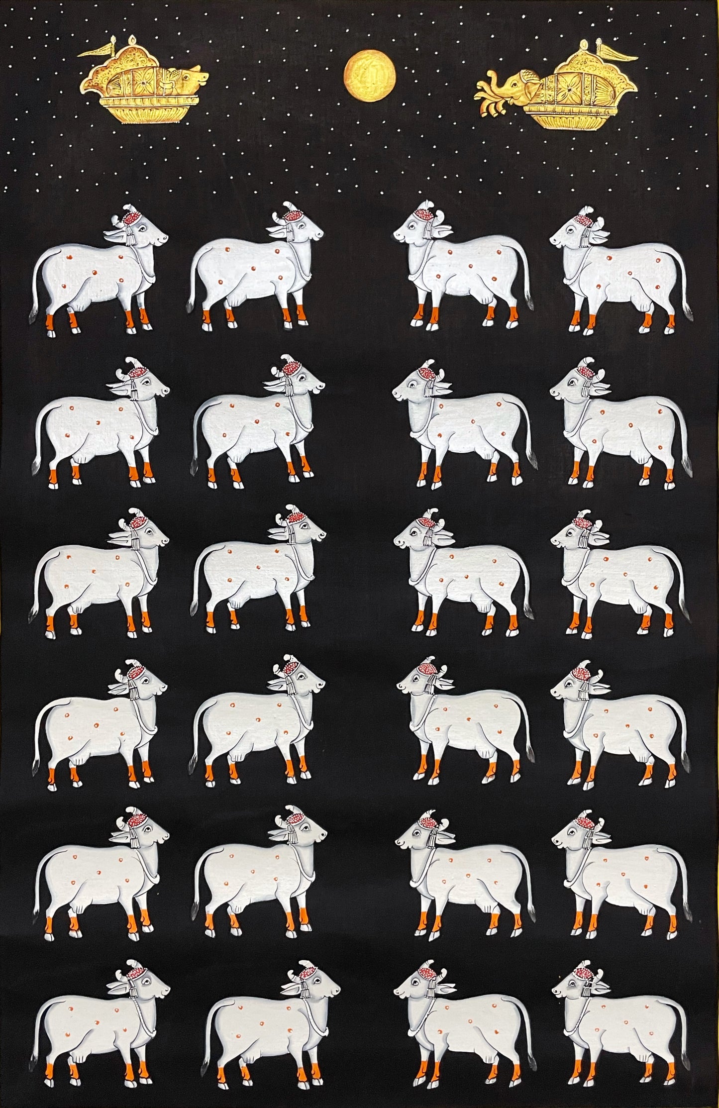 Pichwai Painting Of Cow, Pichwai Wall Art, Pichwai Cow, Traditional Indian Pichwai Painting For Home Decor, Wall Painting, Wall Hanging - Jaipur Earth