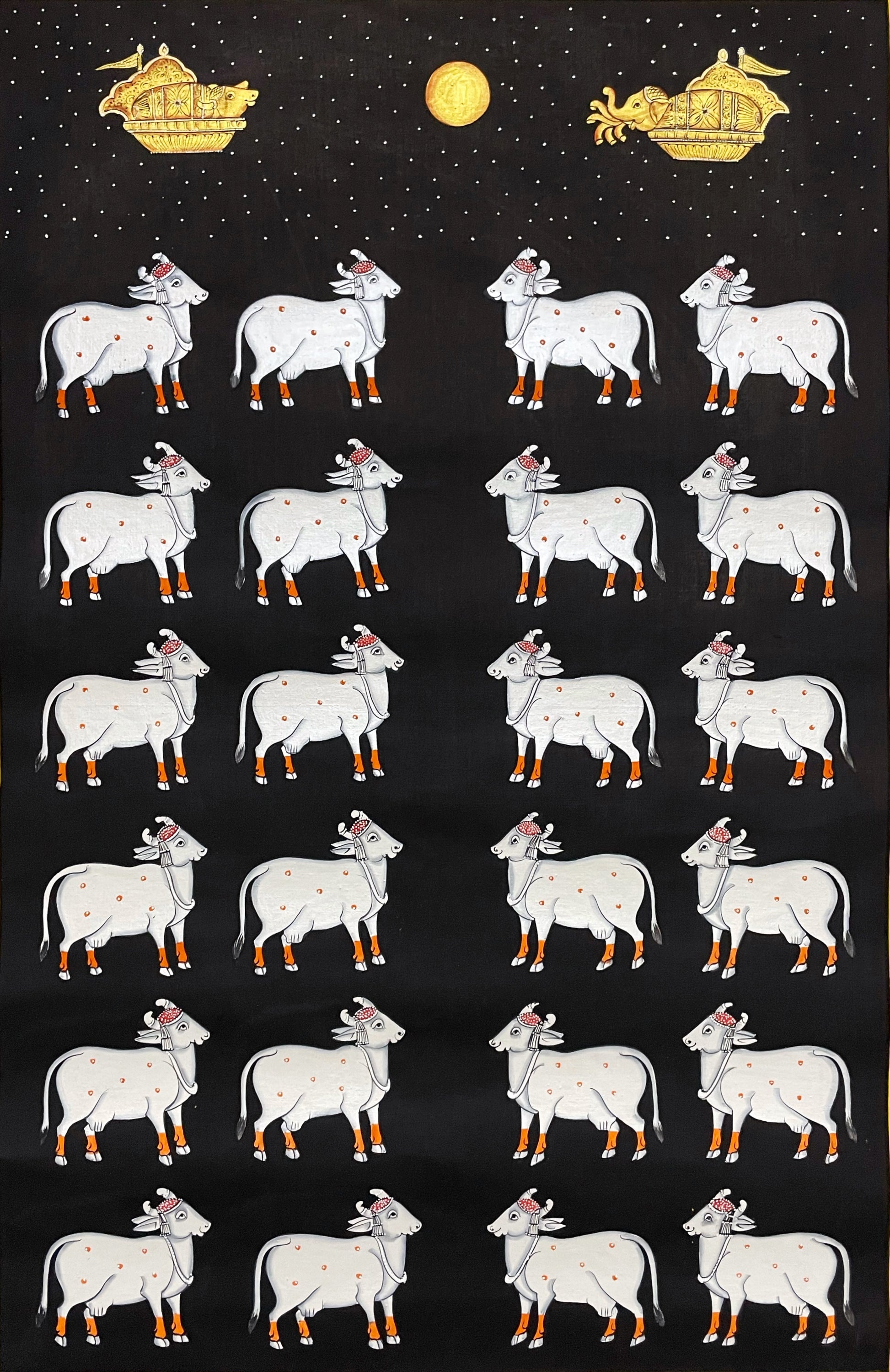 Pichwai Painting Of Cow, Pichwai Wall Art, Pichwai Cow, Traditional Indian Pichwai Painting For Home Decor, Wall Painting, Wall Hanging - Jaipur Earth