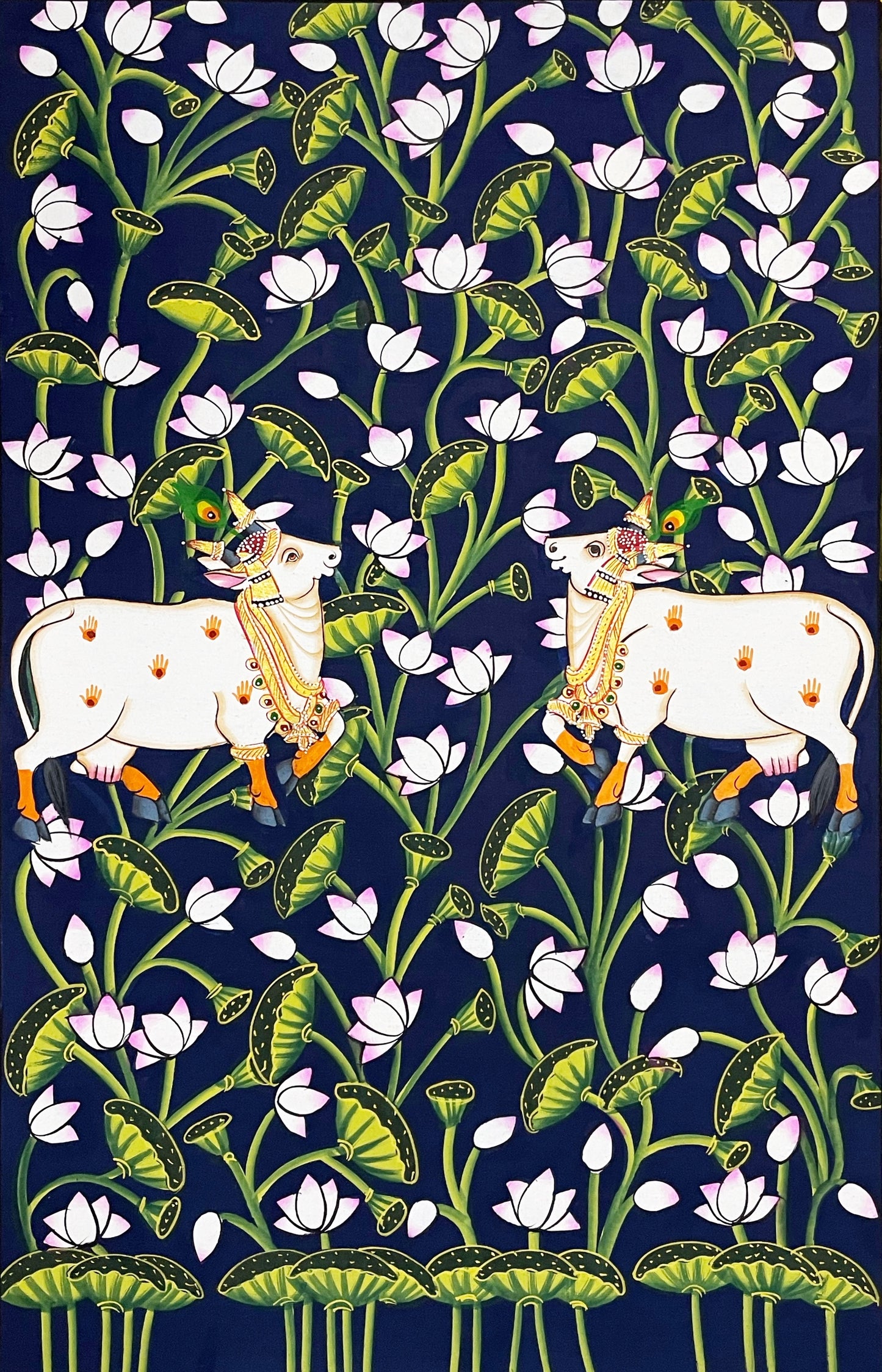 Cow Pichwai Painting – Traditional Nathdwara Style Wall Décor - Jaipur Earth