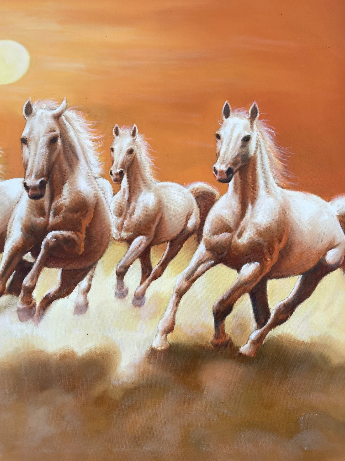 Seven Running Horses Oil Painting – Symbol of Success & Prosperity