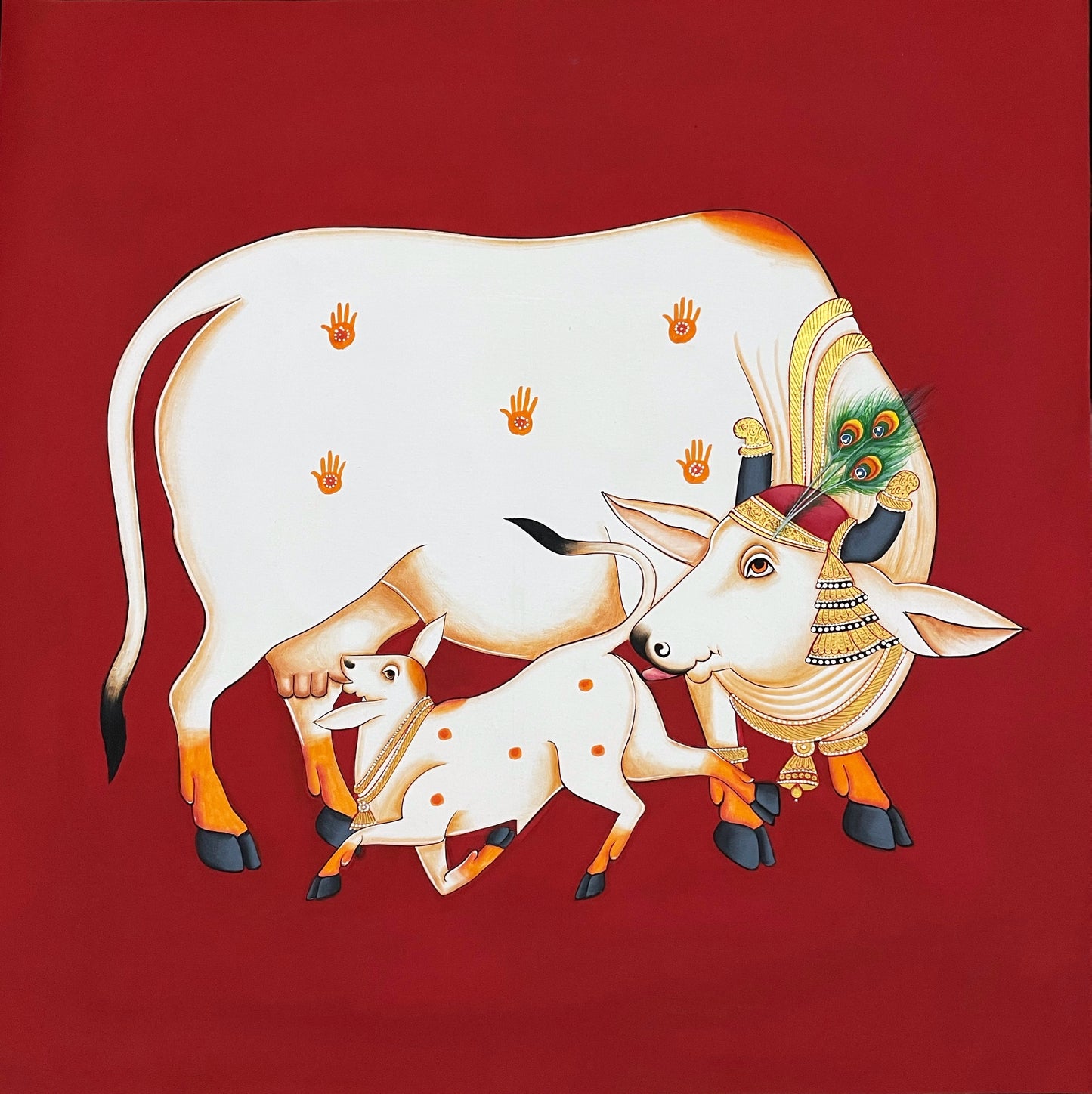 Sacred cow - Handmade Pichwai Painting - Jaipur Earth