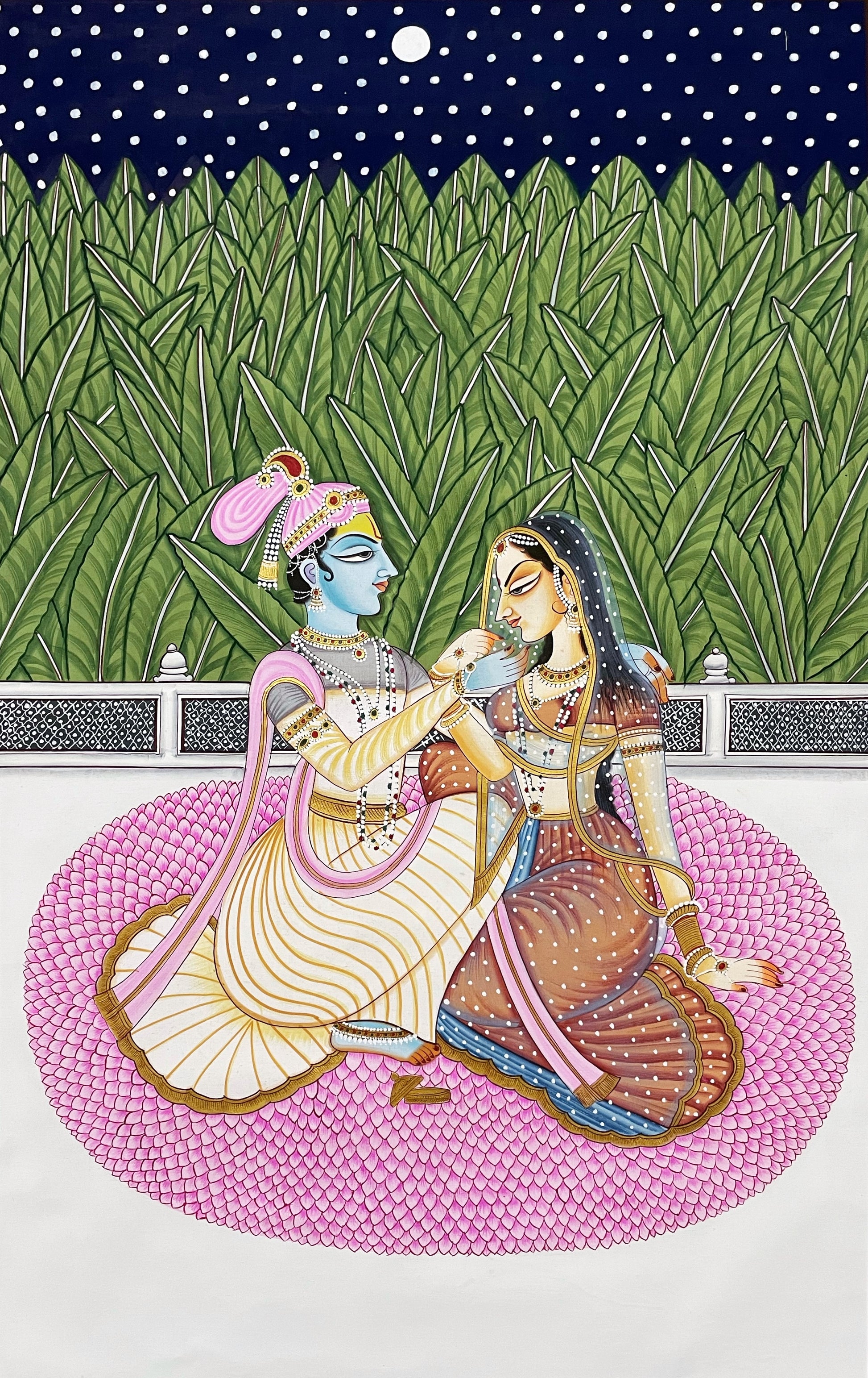 Radha Krishna Detailed Pichwai Handmade Painting - Jaipur Earth