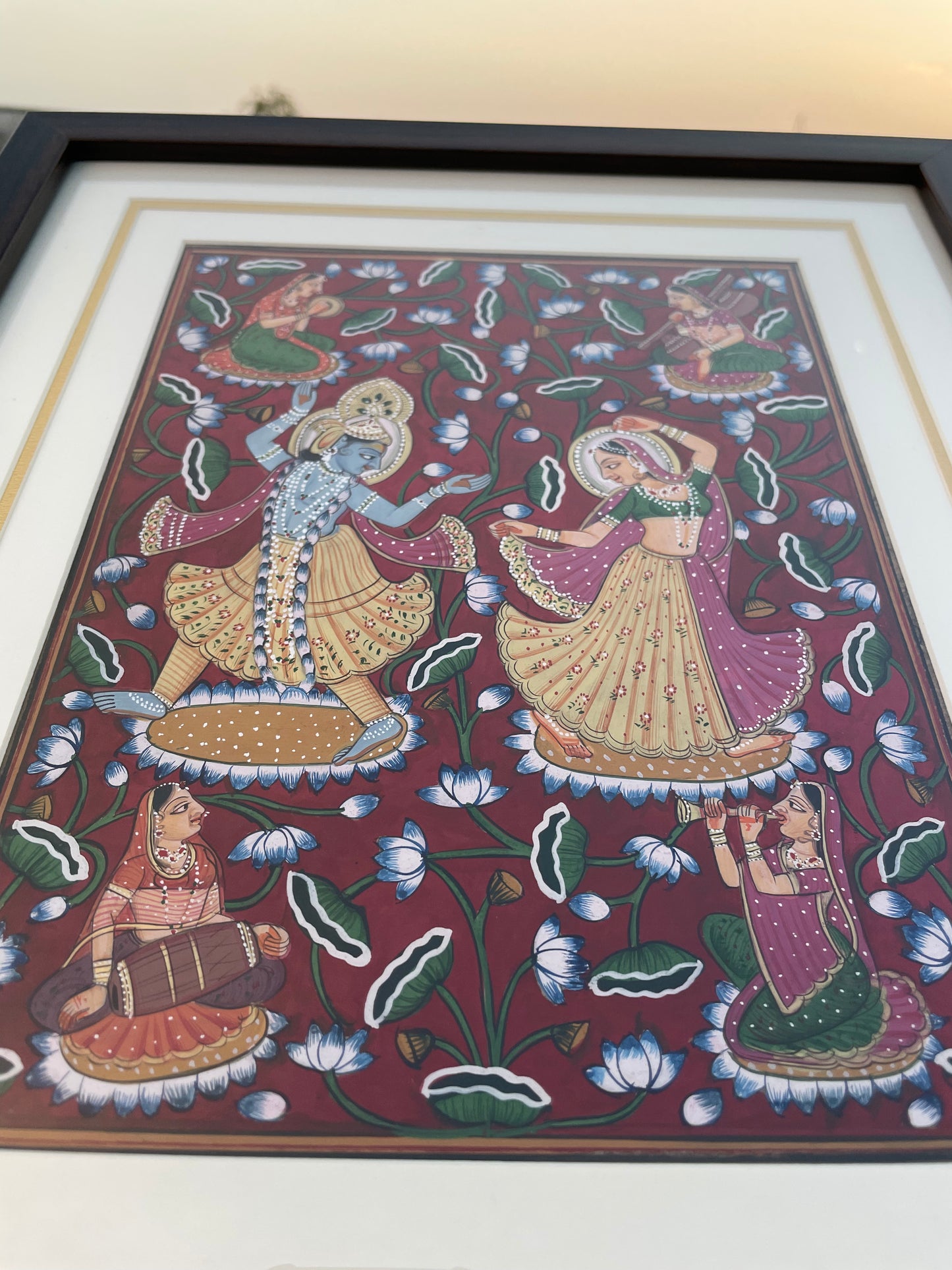 Radha Krishna Detailed Handmade Pichwai Painting – Framed Wall Art for Home Décor